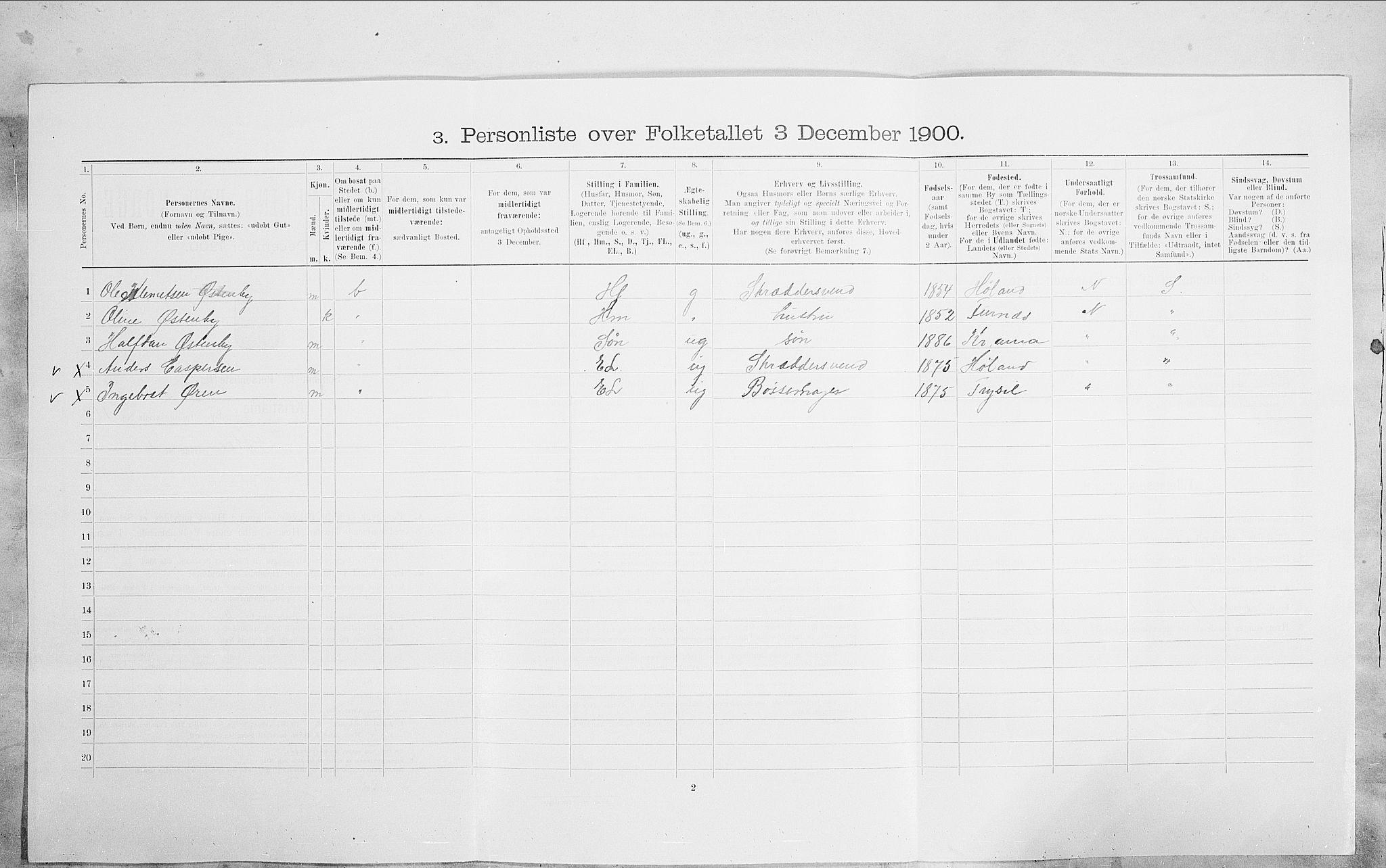 SAO, 1900 census for Kristiania, 1900, p. 92600