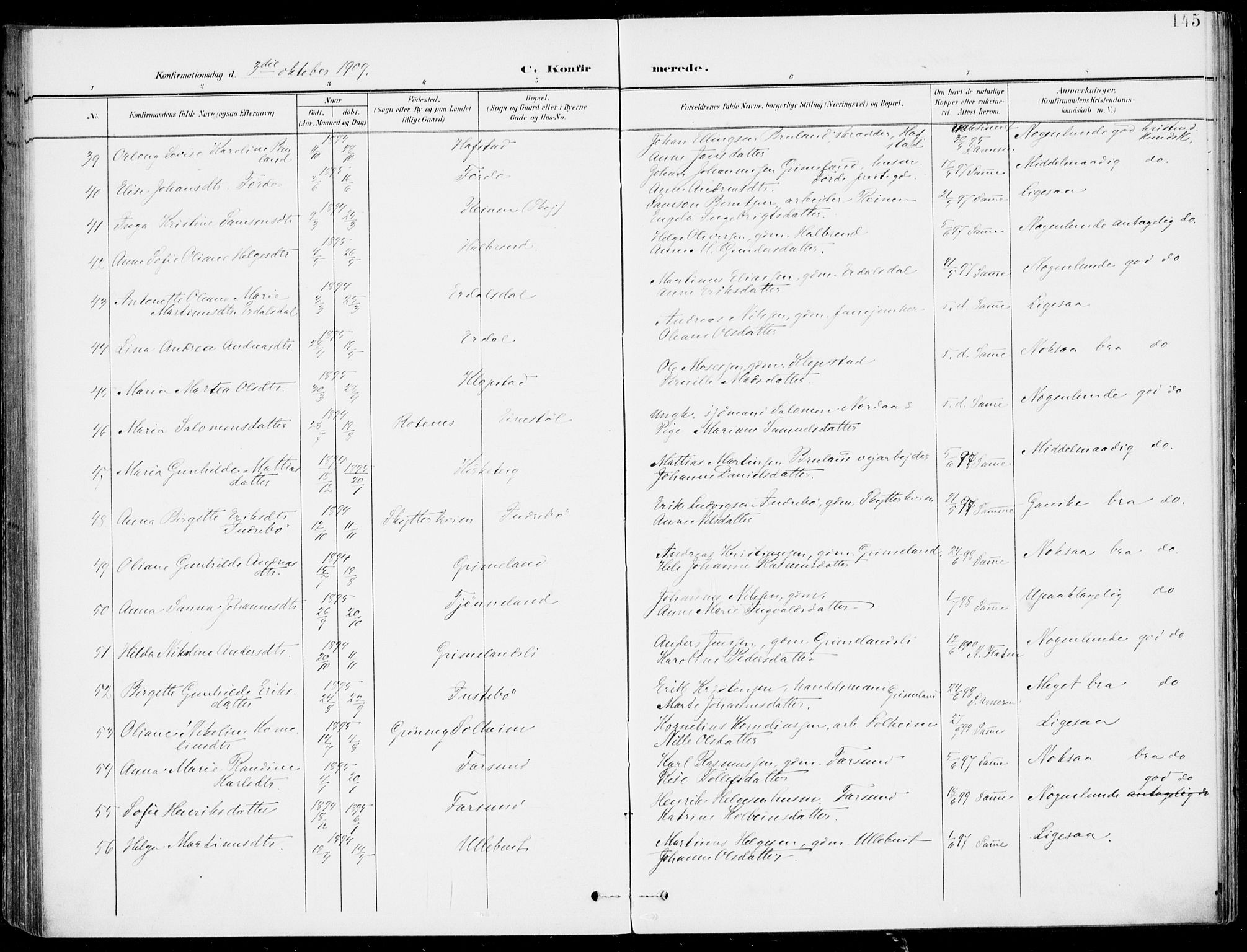 Førde sokneprestembete, SAB/A-79901/H/Haa/Haab/L0002: Parish register (official) no. B  2, 1899-1920, p. 145