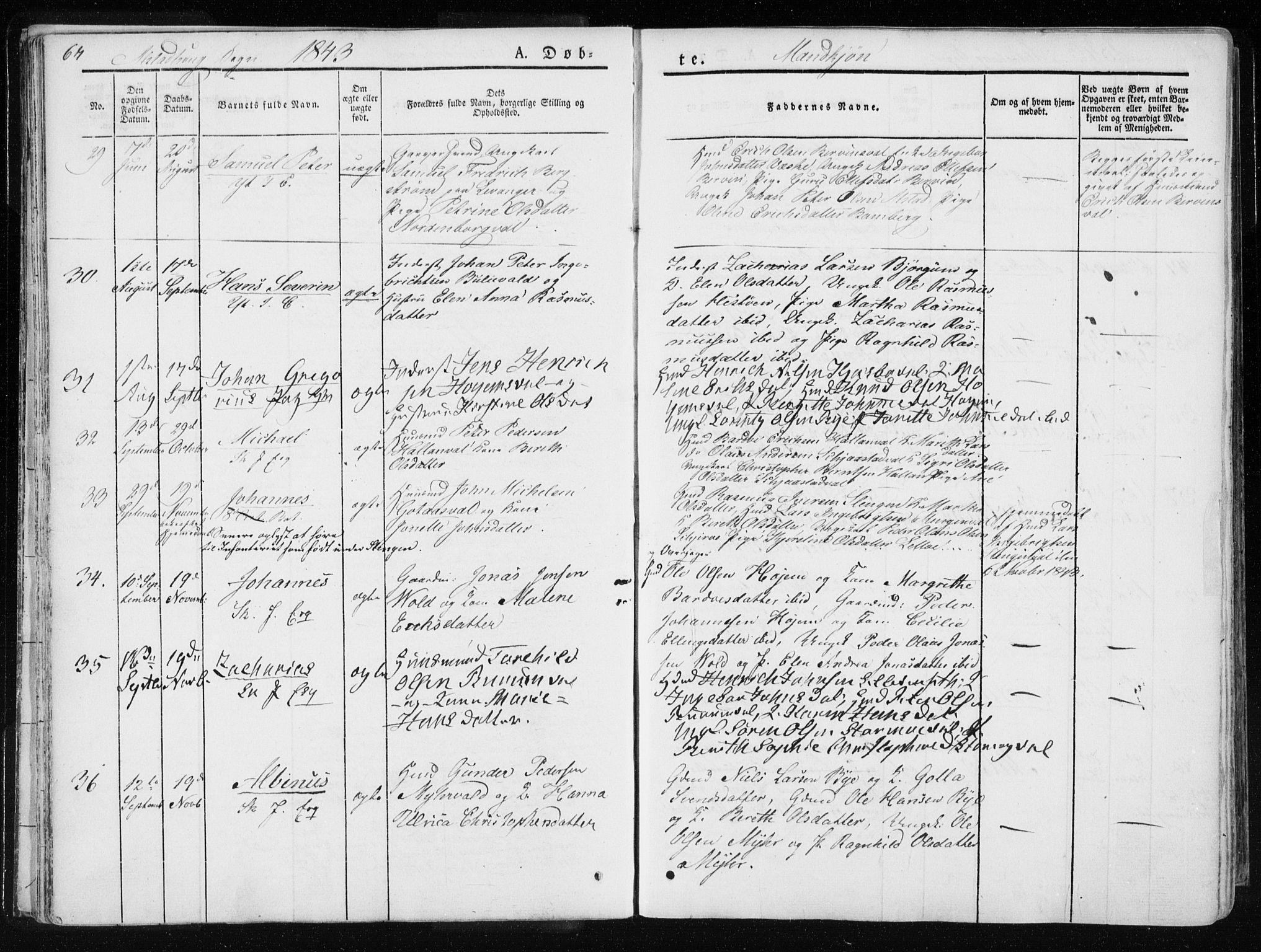 Ministerialprotokoller, klokkerbøker og fødselsregistre - Nord-Trøndelag, AV/SAT-A-1458/717/L0154: Parish register (official) no. 717A06 /1, 1836-1849, p. 64