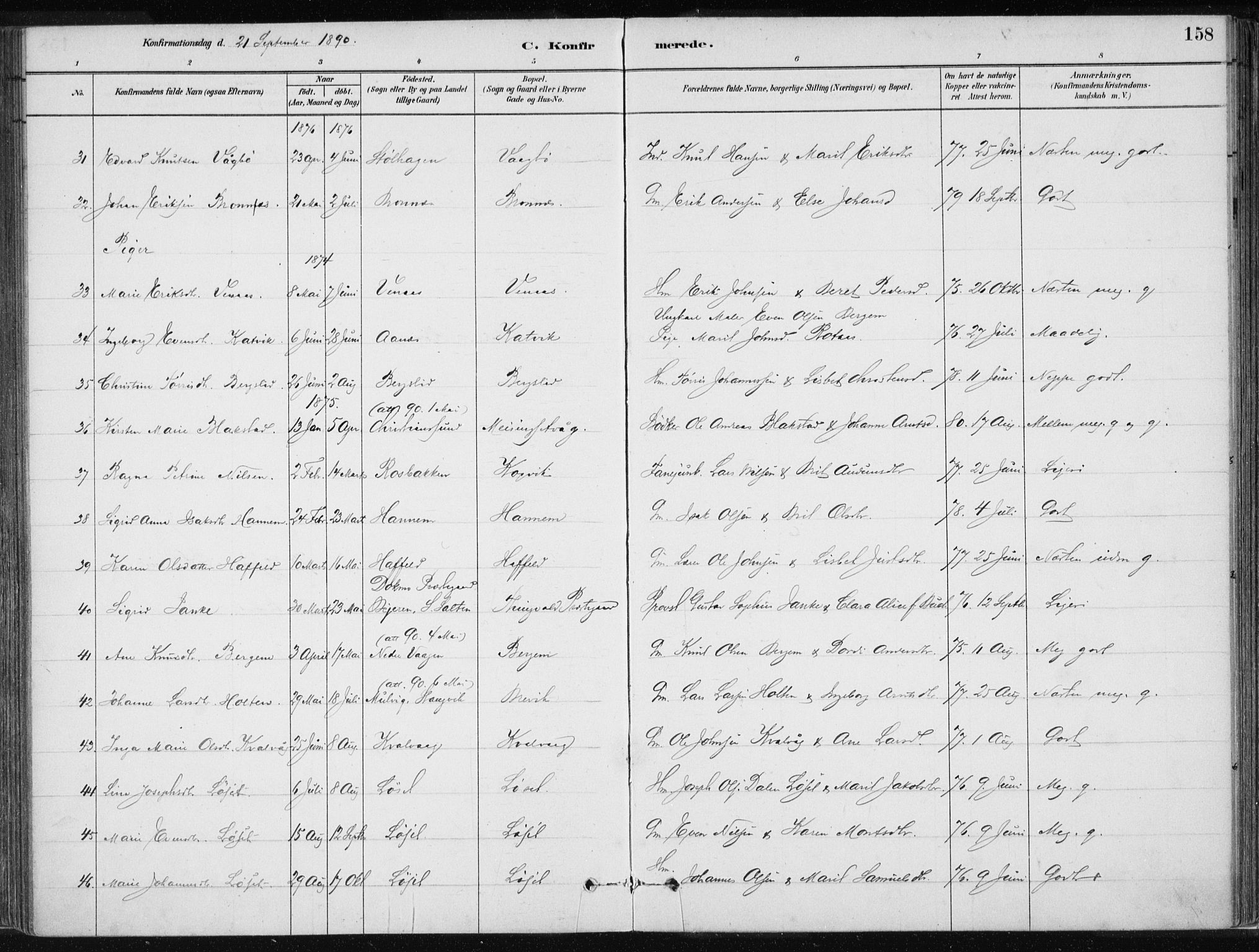 Ministerialprotokoller, klokkerbøker og fødselsregistre - Møre og Romsdal, AV/SAT-A-1454/586/L0987: Parish register (official) no. 586A13, 1879-1892, p. 158