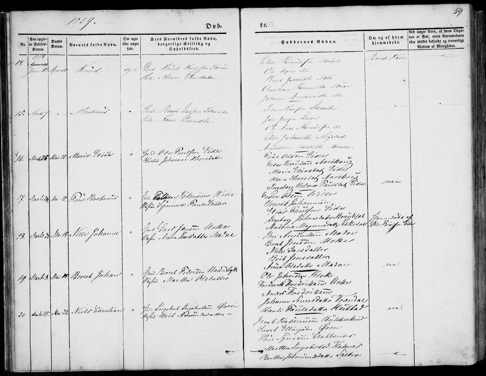 Ministerialprotokoller, klokkerbøker og fødselsregistre - Møre og Romsdal, AV/SAT-A-1454/515/L0209: Parish register (official) no. 515A05, 1847-1868, p. 59