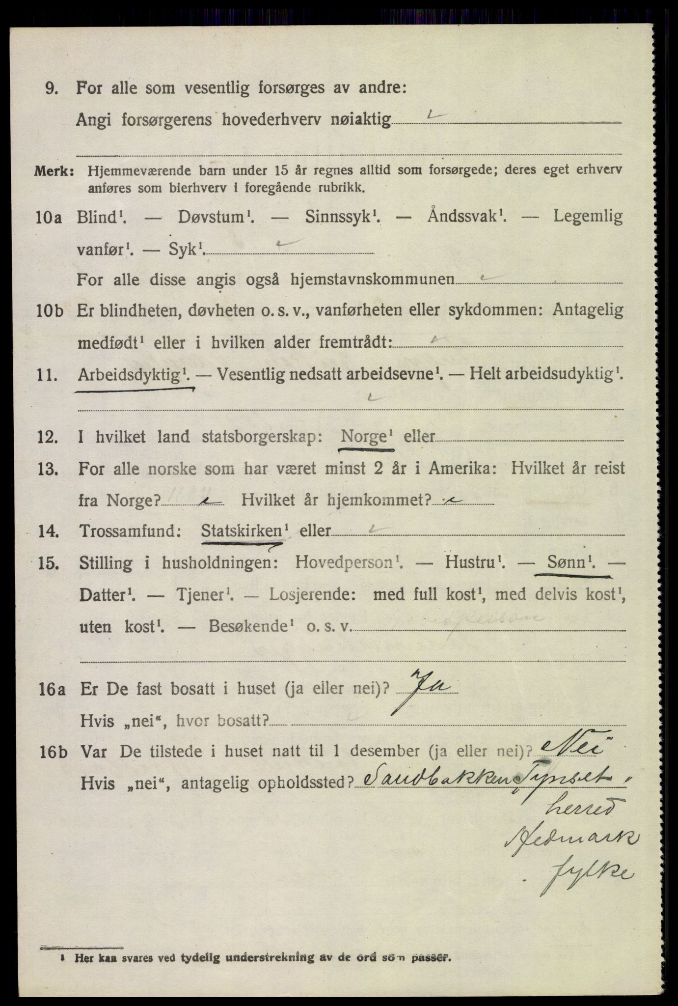 SAH, 1920 census for Folldal, 1920, p. 1034