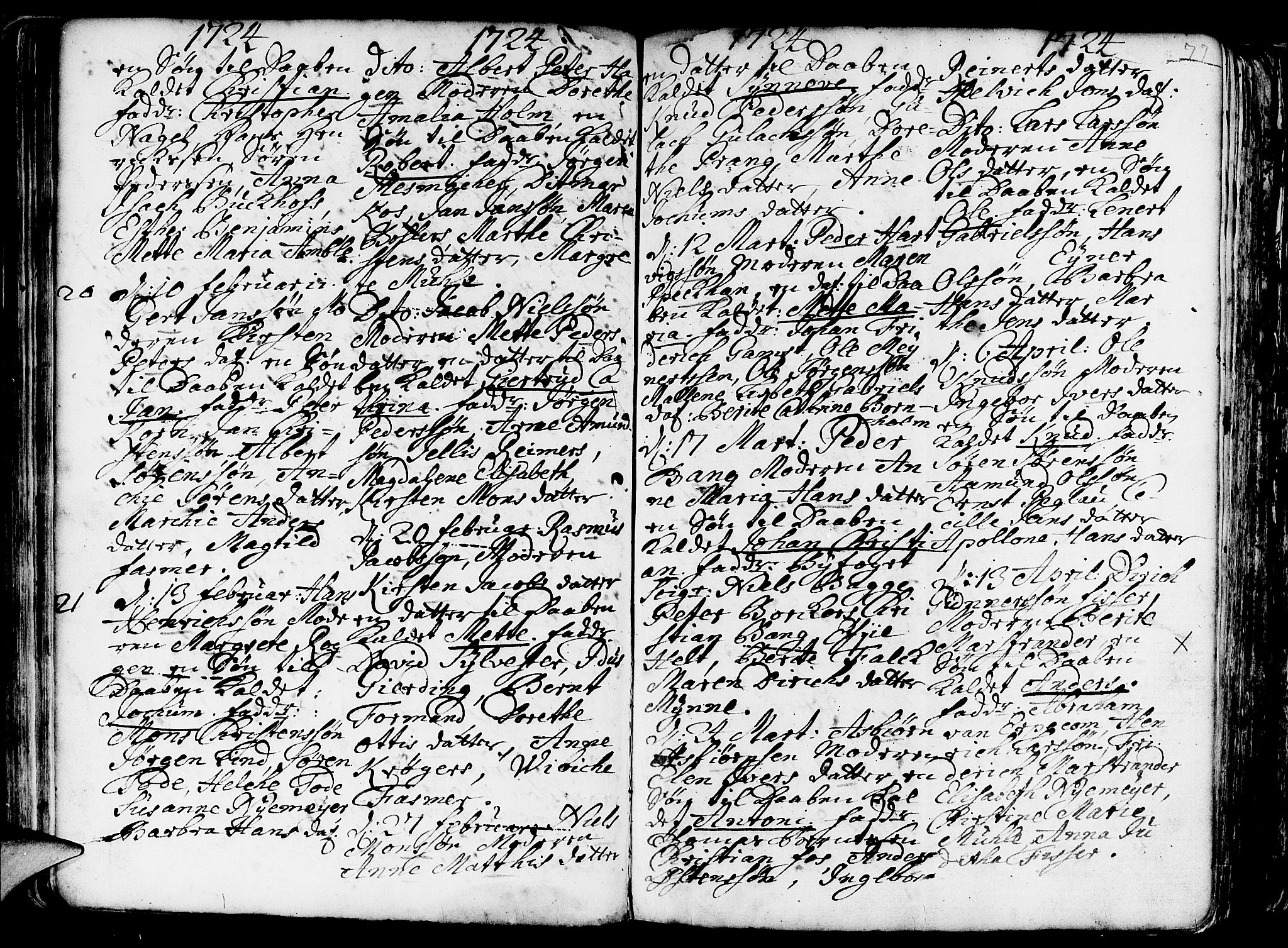 Nykirken Sokneprestembete, AV/SAB-A-77101/H/Haa/L0003: Parish register (official) no. A 3, 1717-1764, p. 77