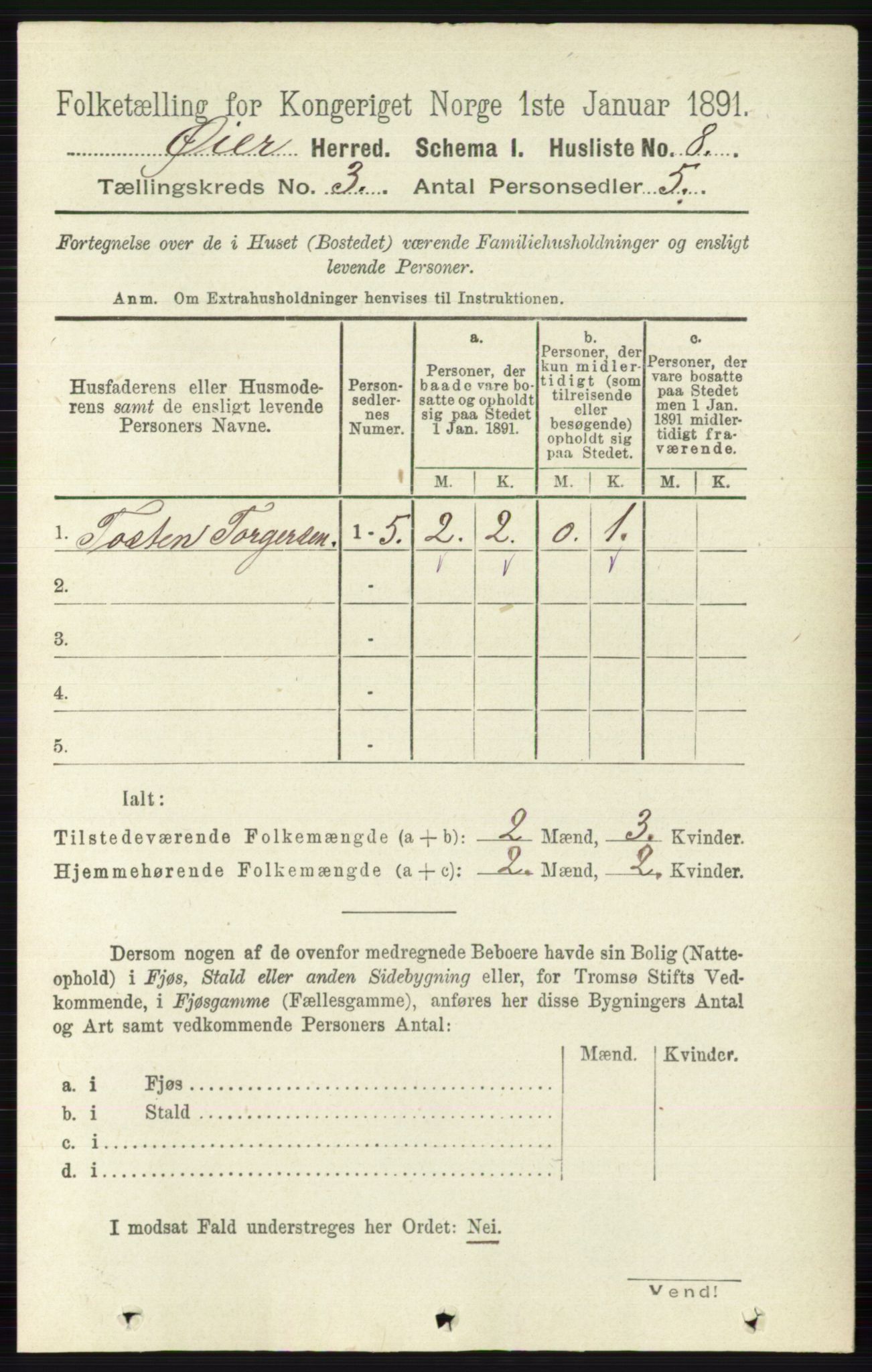 RA, 1891 census for 0521 Øyer, 1891, p. 633