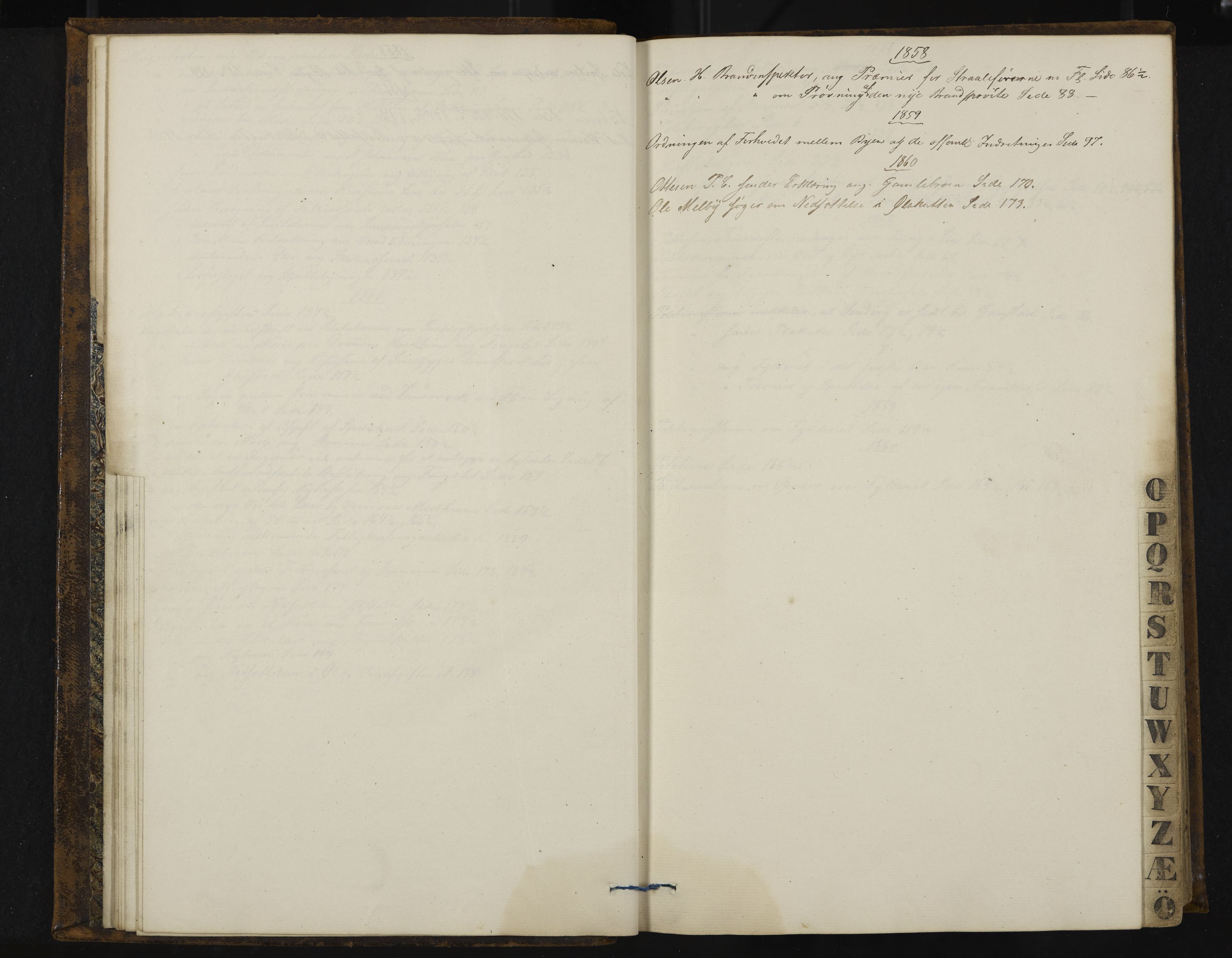 Kongsberg formannskap og sentraladministrasjon, IKAK/0604021-1/A/L0003: Møtebok med register, 1856-1861