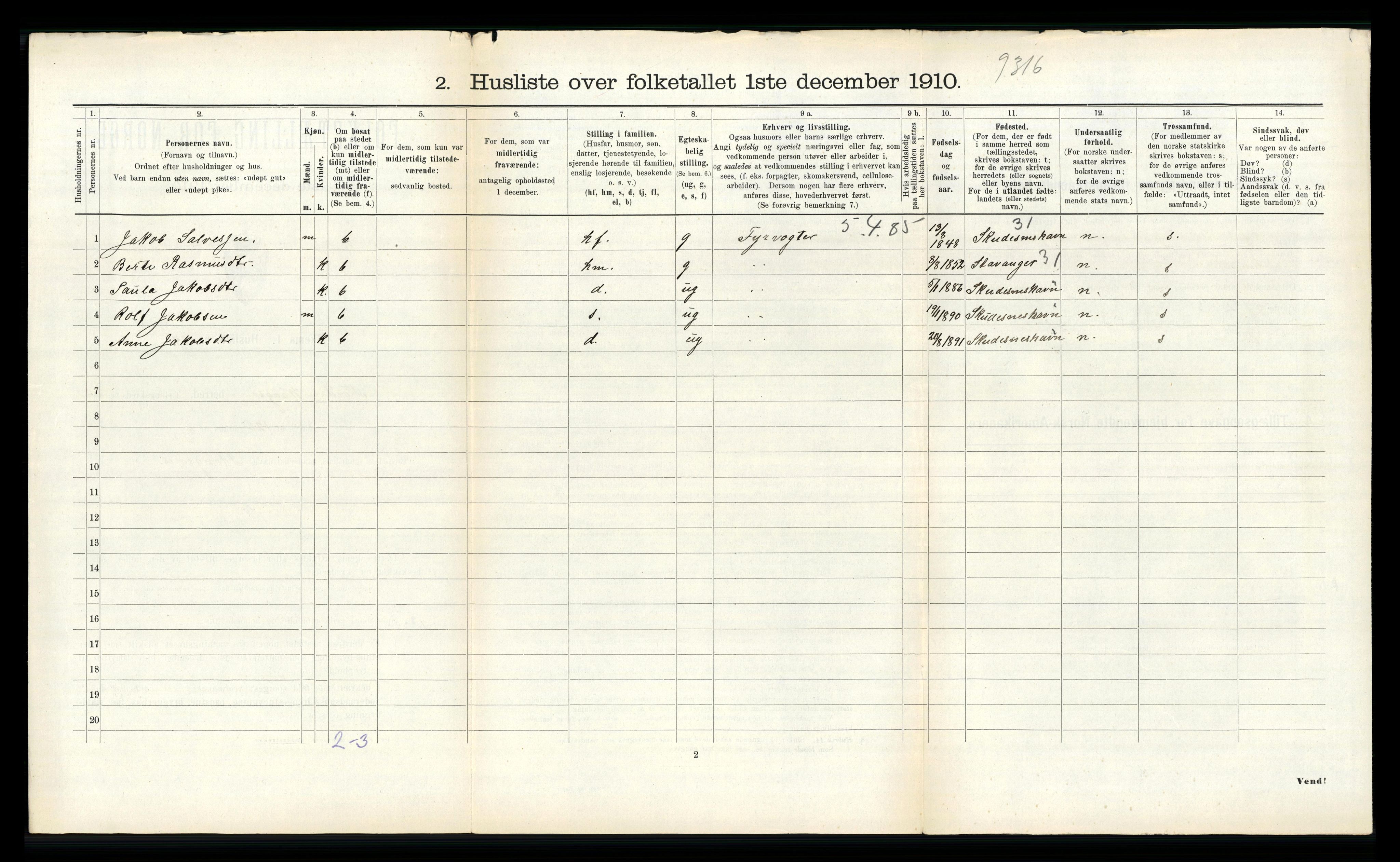 RA, 1910 census for Nord-Vågsøy, 1910, p. 130