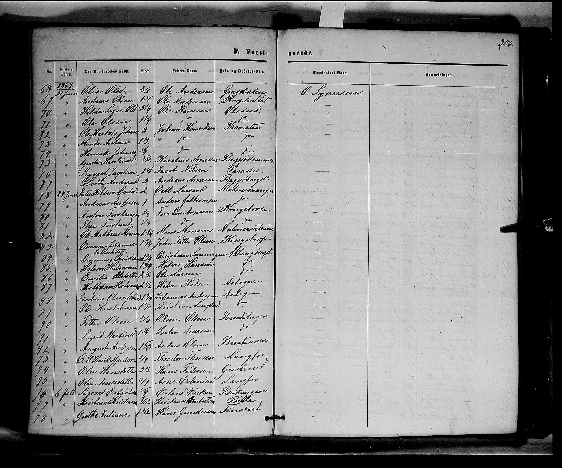 Eidskog prestekontor, AV/SAH-PREST-026/H/Ha/Haa/L0002: Parish register (official) no. 2, 1867-1878, p. 303