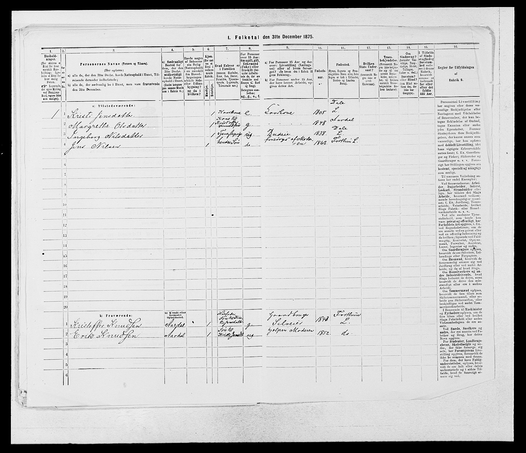 SAB, 1875 census for 1426P Luster, 1875, p. 243