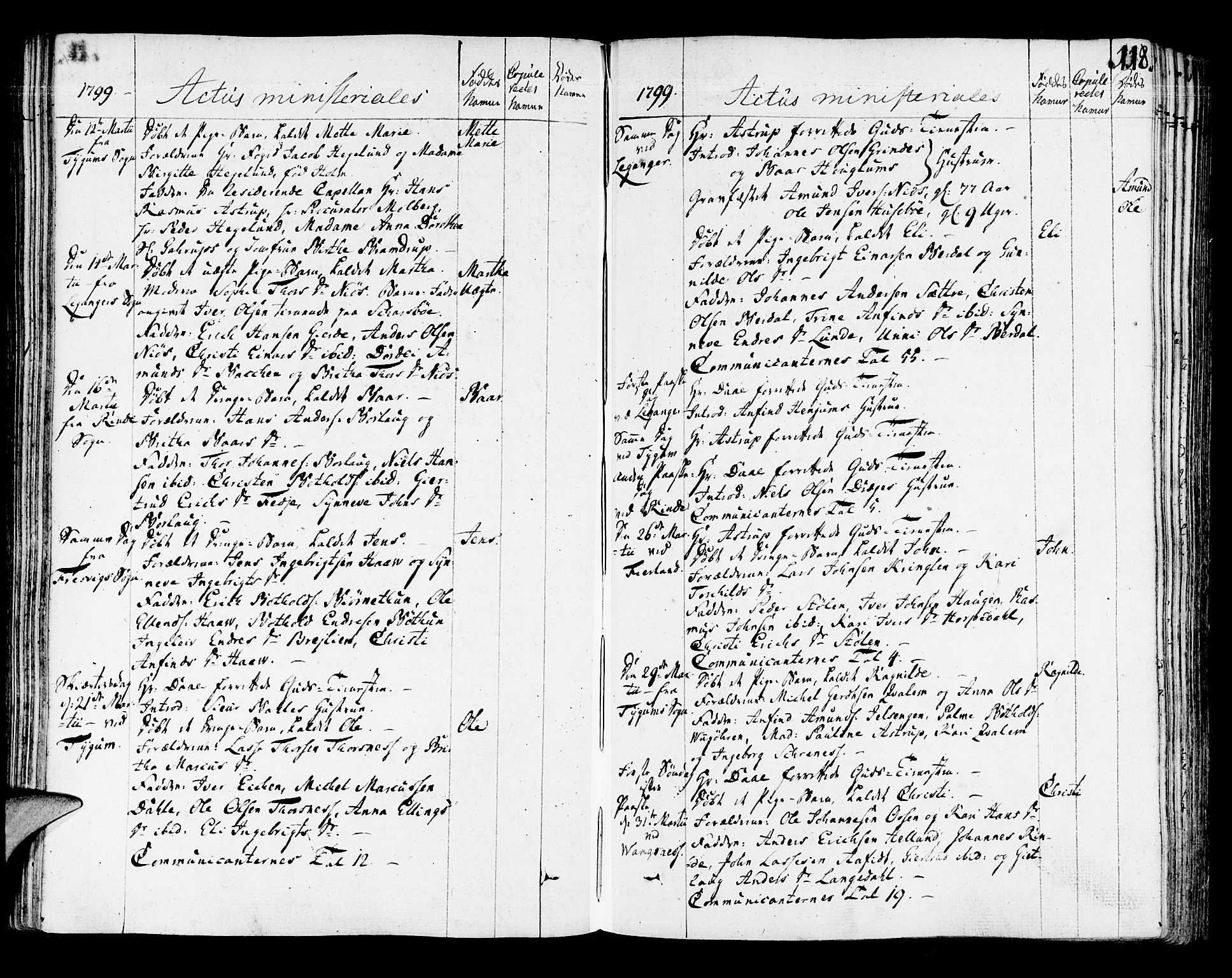 Leikanger sokneprestembete, AV/SAB-A-81001/H/Haa/Haaa/L0005: Parish register (official) no. A 5, 1792-1809, p. 118