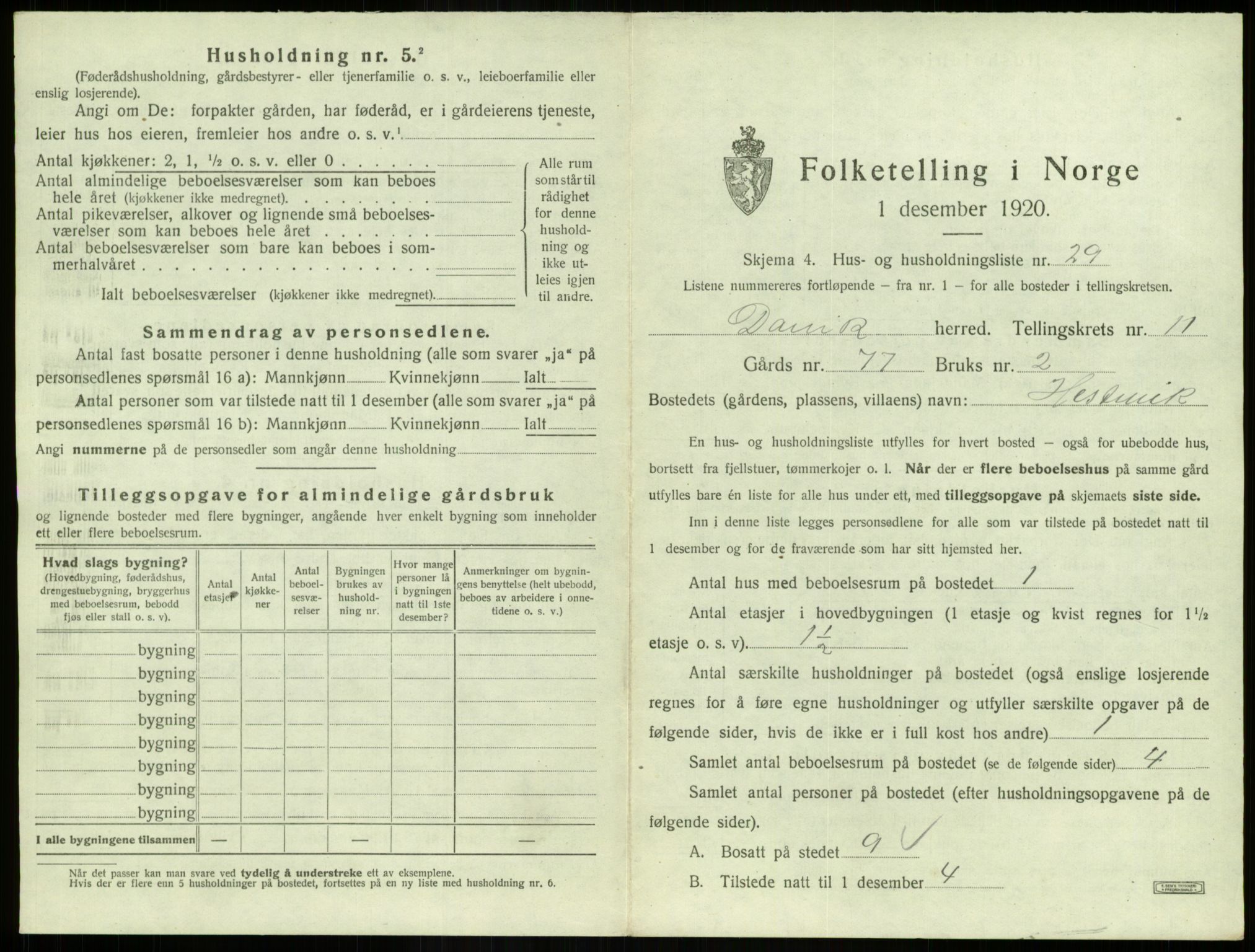 SAB, 1920 census for Davik, 1920, p. 788