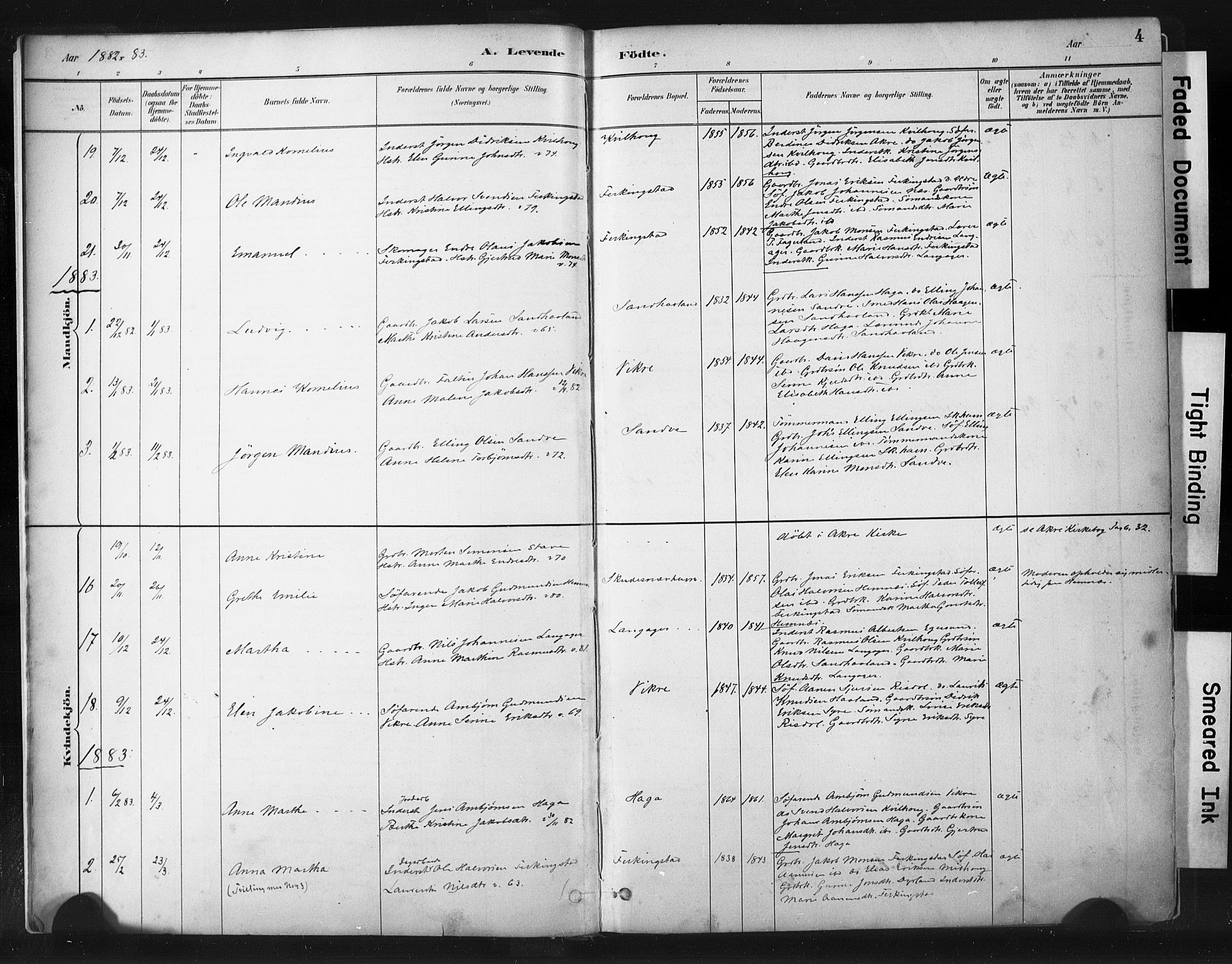 Skudenes sokneprestkontor, AV/SAST-A -101849/H/Ha/Haa/L0010: Parish register (official) no. A 7, 1882-1912, p. 4