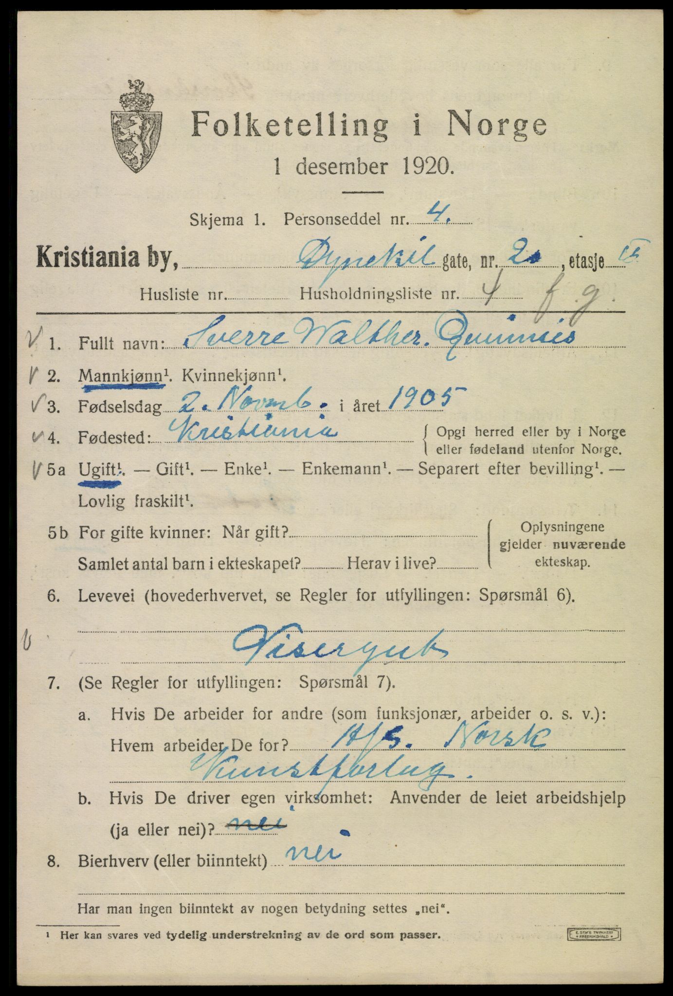 SAO, 1920 census for Kristiania, 1920, p. 205347