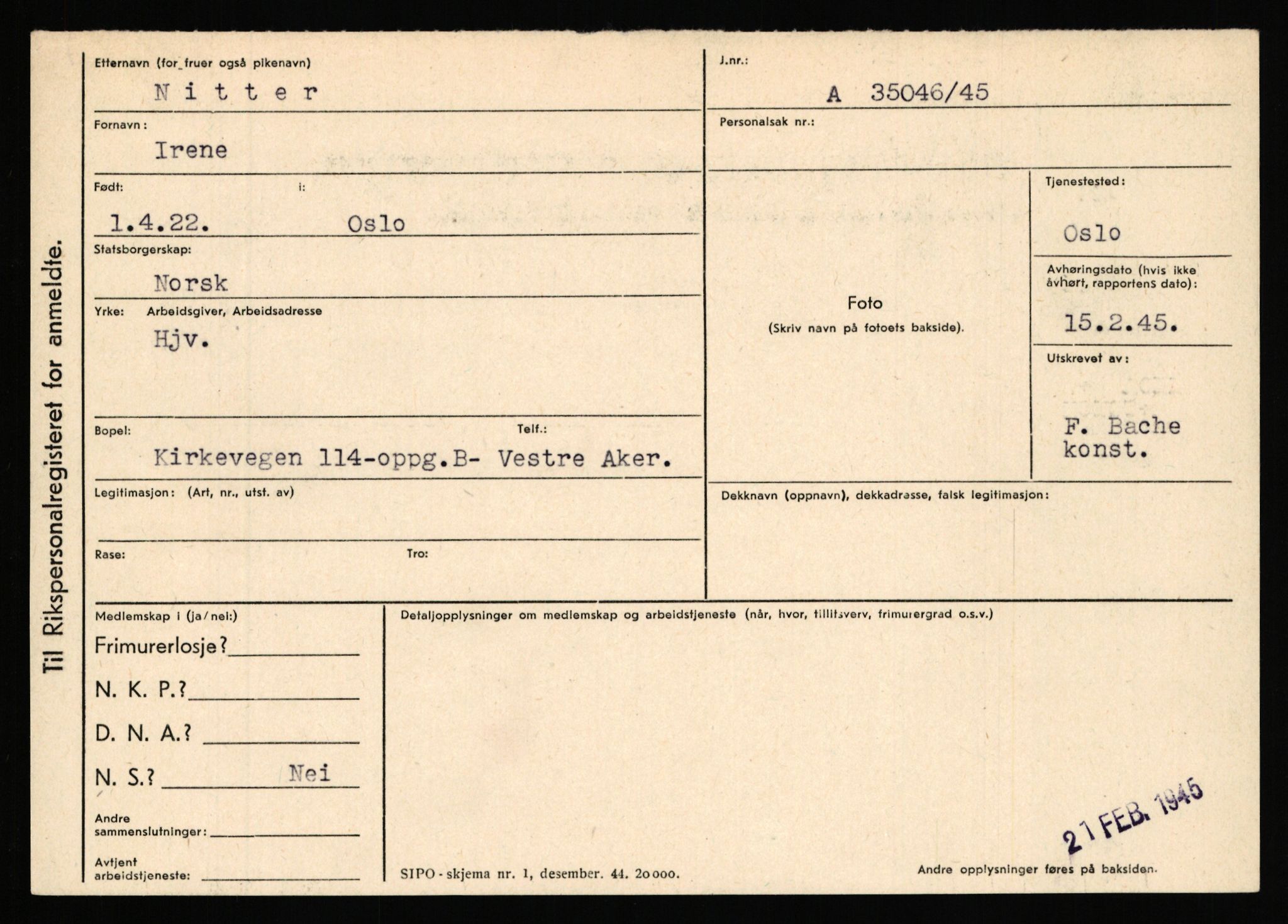 Statspolitiet - Hovedkontoret / Osloavdelingen, AV/RA-S-1329/C/Ca/L0011: Molberg - Nøstvold, 1943-1945, p. 3439