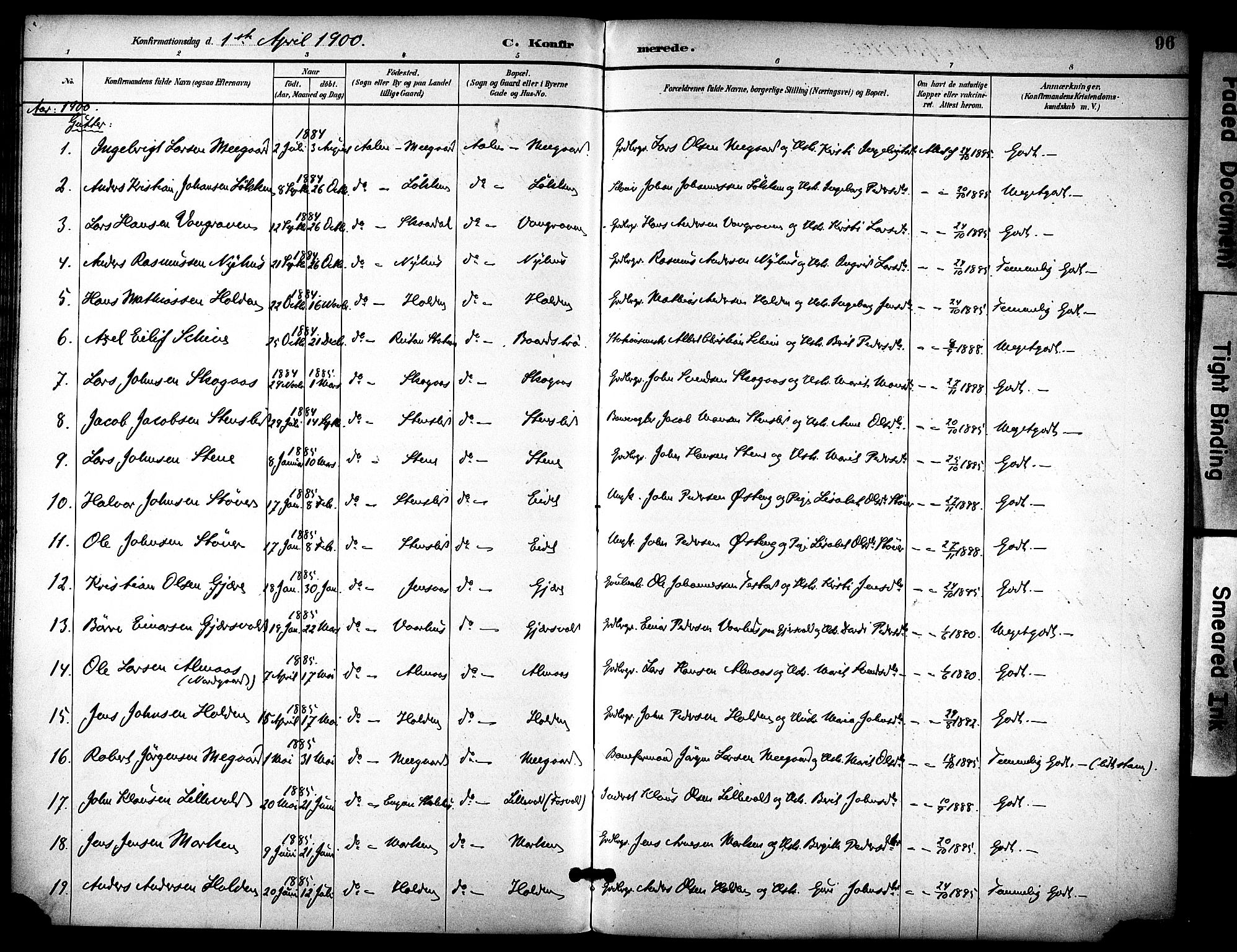 Ministerialprotokoller, klokkerbøker og fødselsregistre - Sør-Trøndelag, SAT/A-1456/686/L0984: Parish register (official) no. 686A02, 1891-1906, p. 96