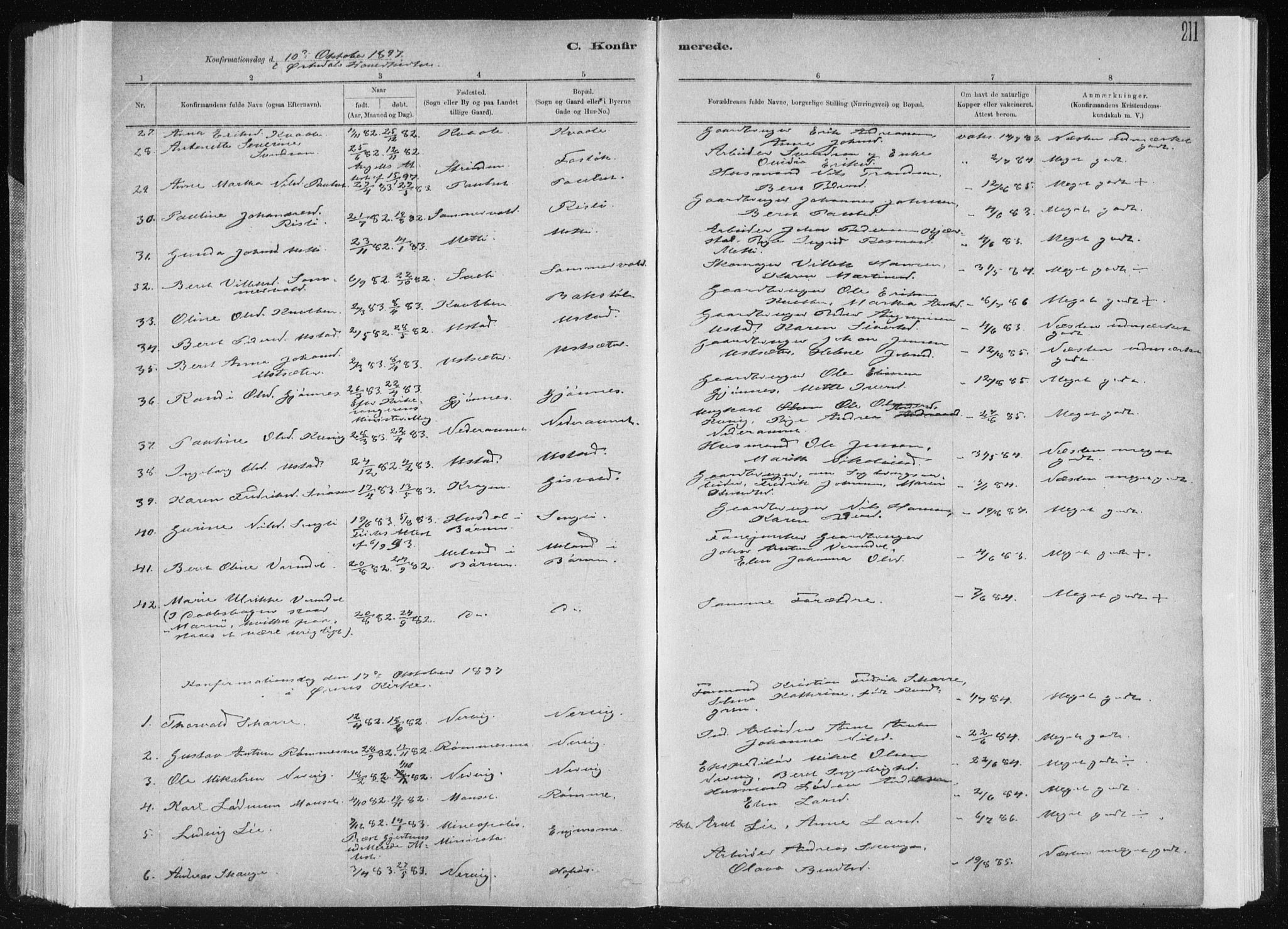 Ministerialprotokoller, klokkerbøker og fødselsregistre - Sør-Trøndelag, AV/SAT-A-1456/668/L0818: Parish register (copy) no. 668C07, 1885-1898, p. 211