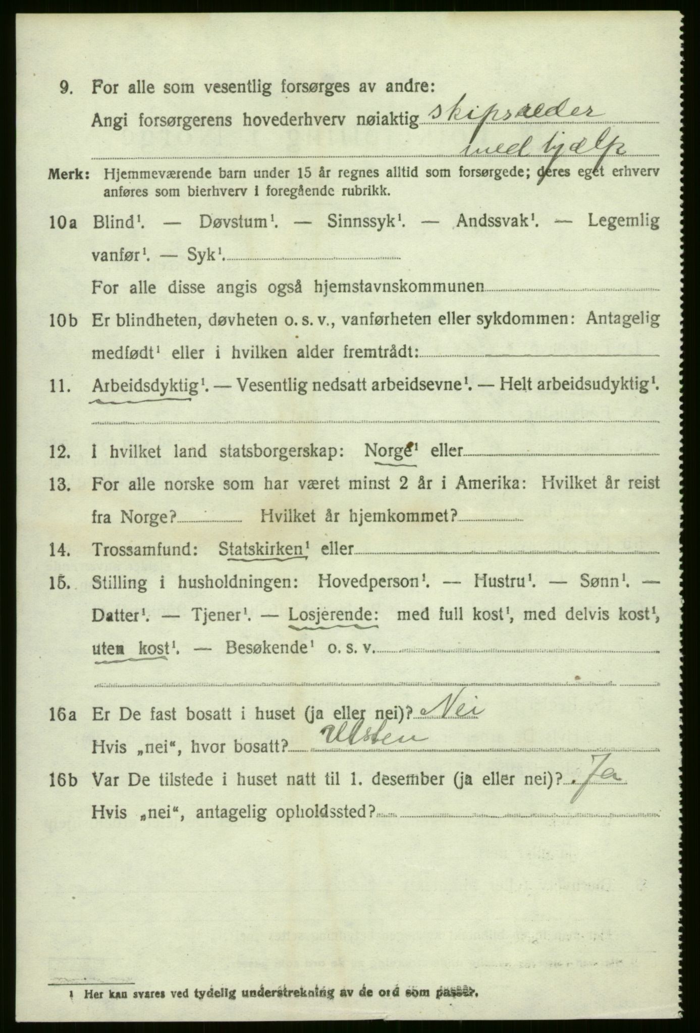 SAB, 1920 census for Voss, 1920, p. 6552