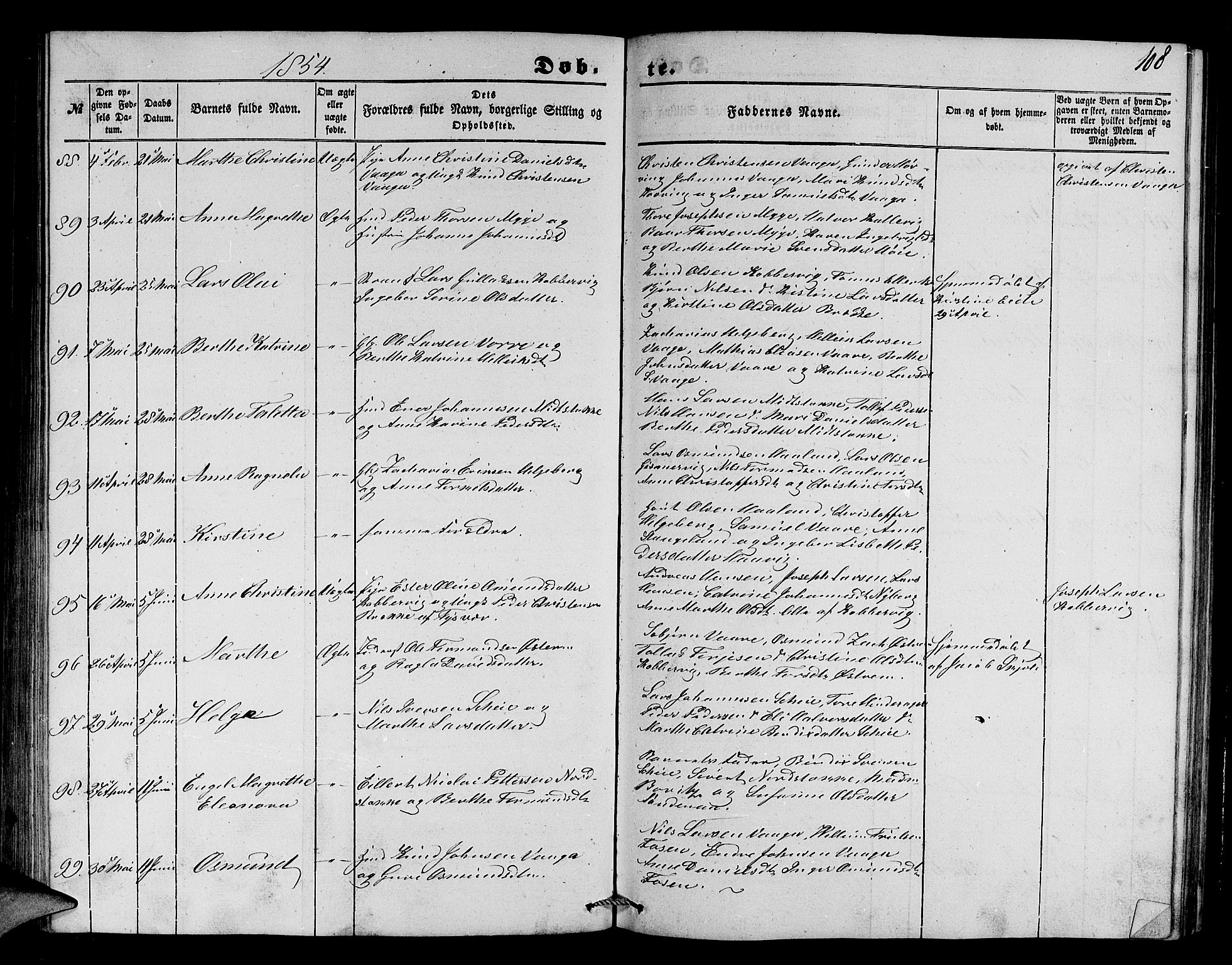 Avaldsnes sokneprestkontor, SAST/A -101851/H/Ha/Hab/L0002: Parish register (copy) no. B 2, 1848-1856, p. 108