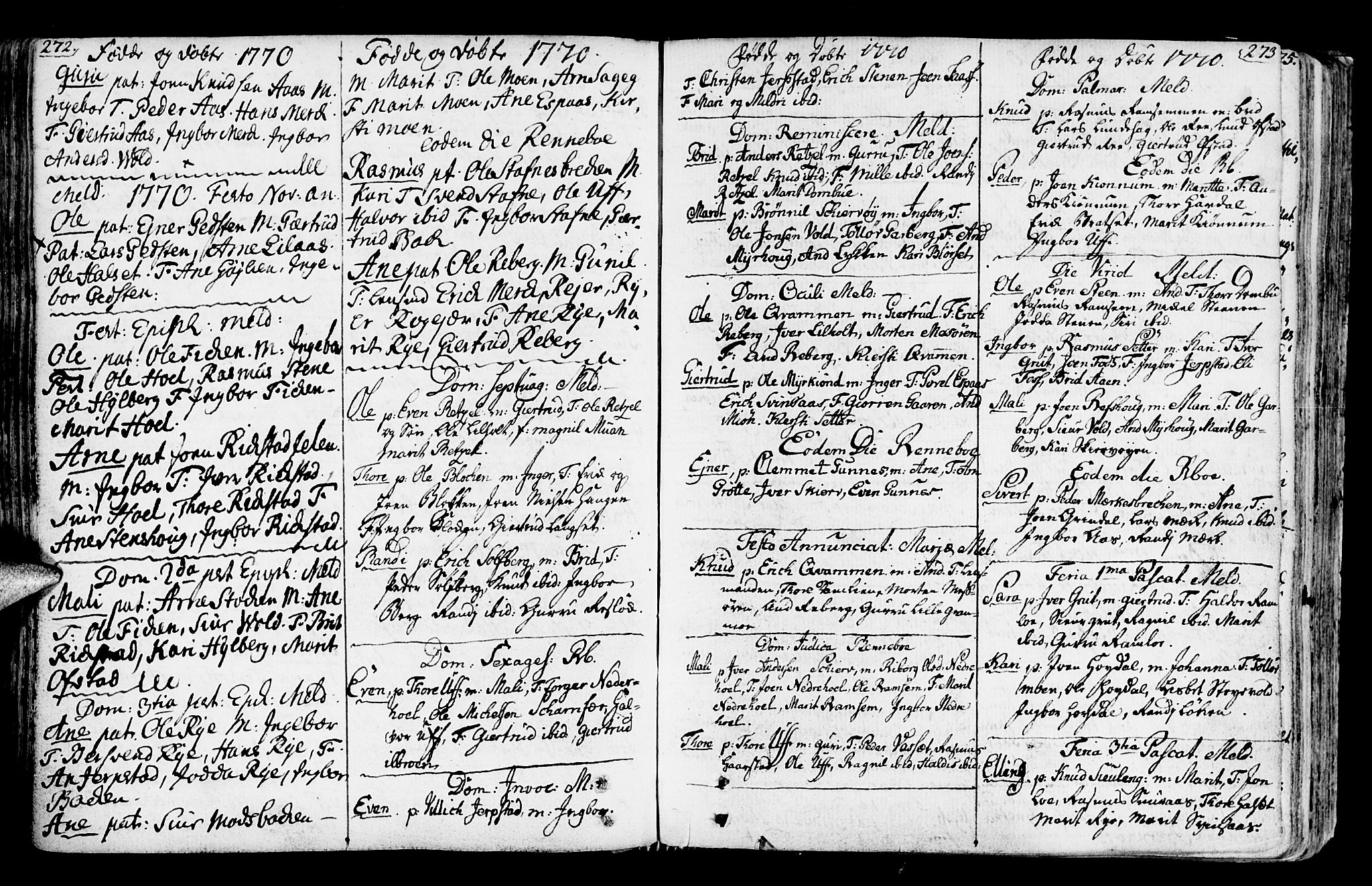 Ministerialprotokoller, klokkerbøker og fødselsregistre - Sør-Trøndelag, SAT/A-1456/672/L0851: Parish register (official) no. 672A04, 1751-1775, p. 272-273
