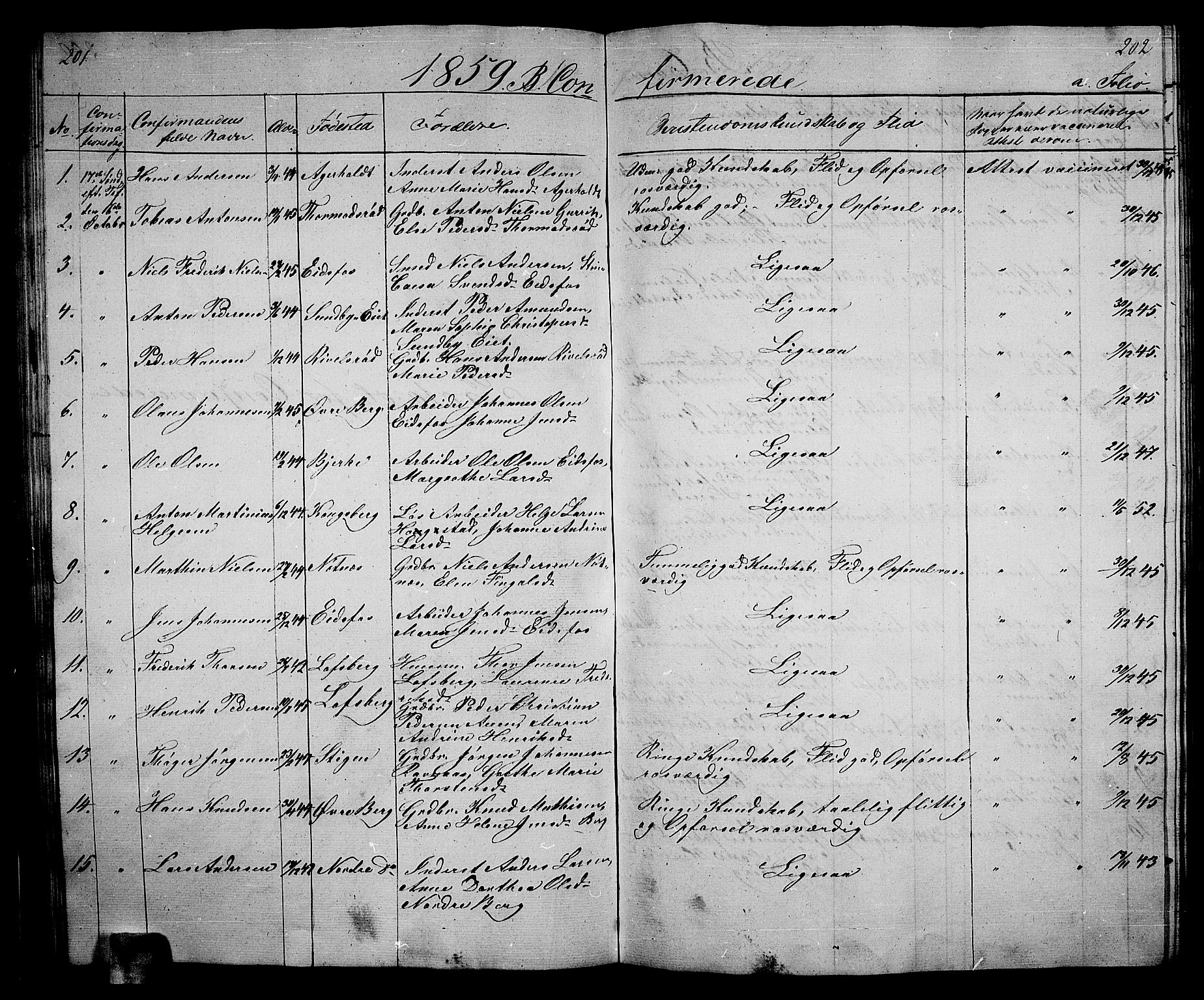 Hof kirkebøker, SAKO/A-64/G/Ga/L0002: Parish register (copy) no. I 2, 1859-1873, p. 201-202