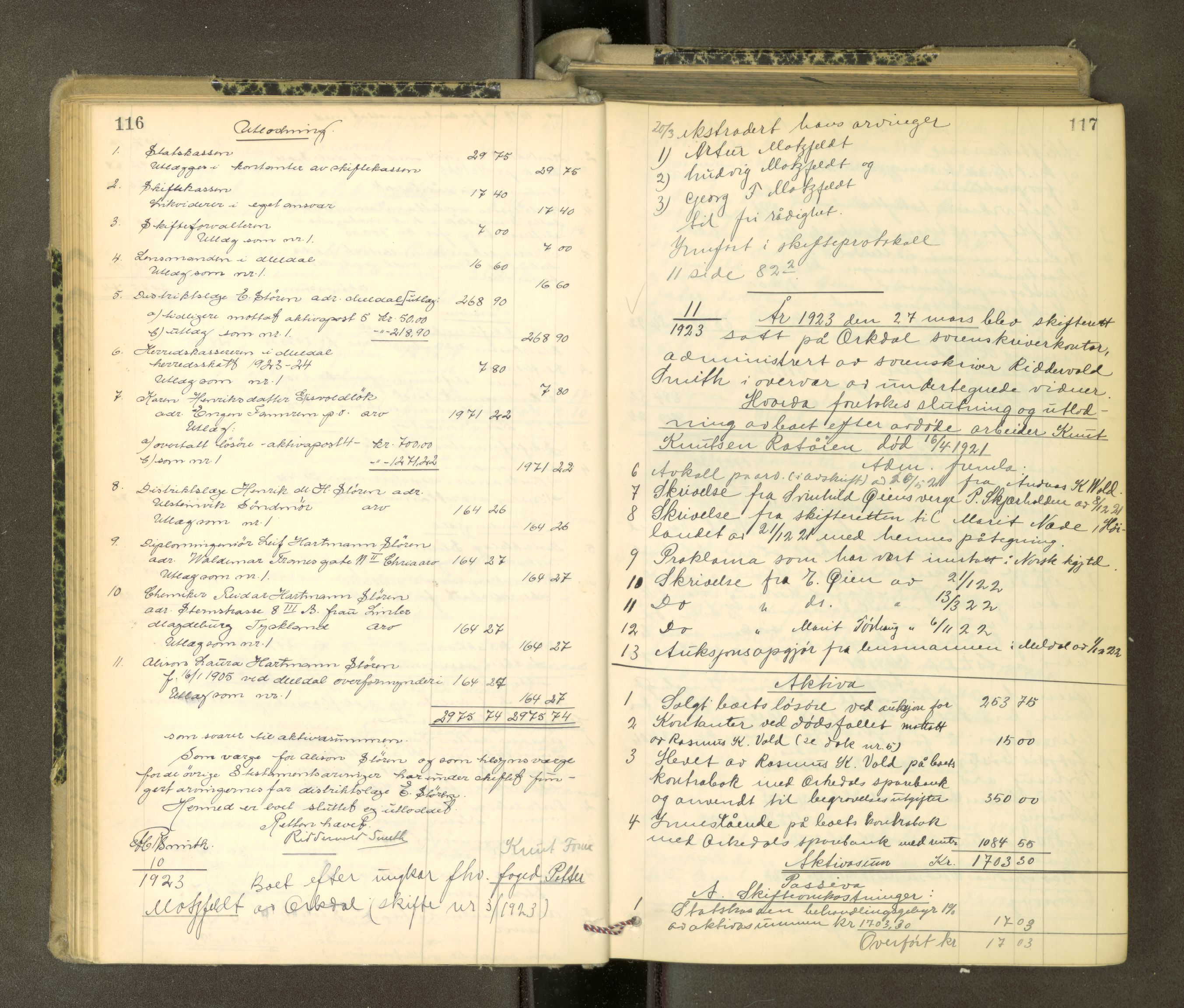 Orkdal sorenskriveri, AV/SAT-A-4169/1/3/3Aa/L0017: Skifteprotokoller, 1921-1929, p. 116-117