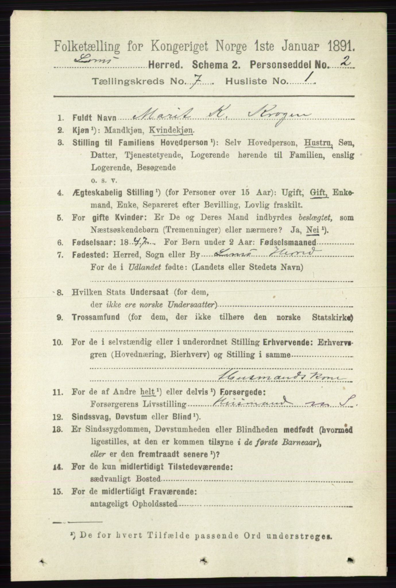 RA, 1891 census for 0514 Lom, 1891, p. 2799