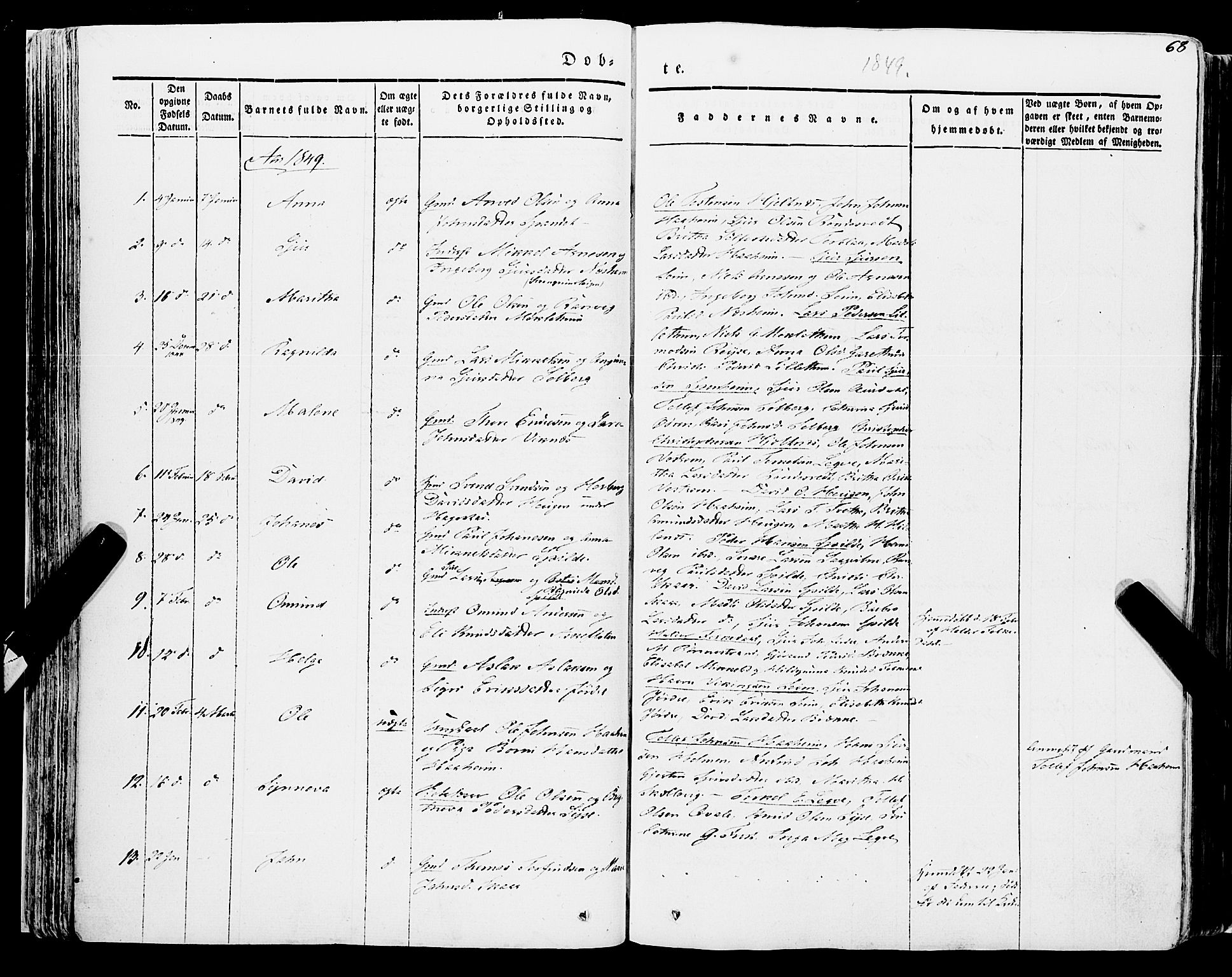 Ulvik sokneprestembete, AV/SAB-A-78801/H/Haa: Parish register (official) no. A 12, 1839-1853, p. 68