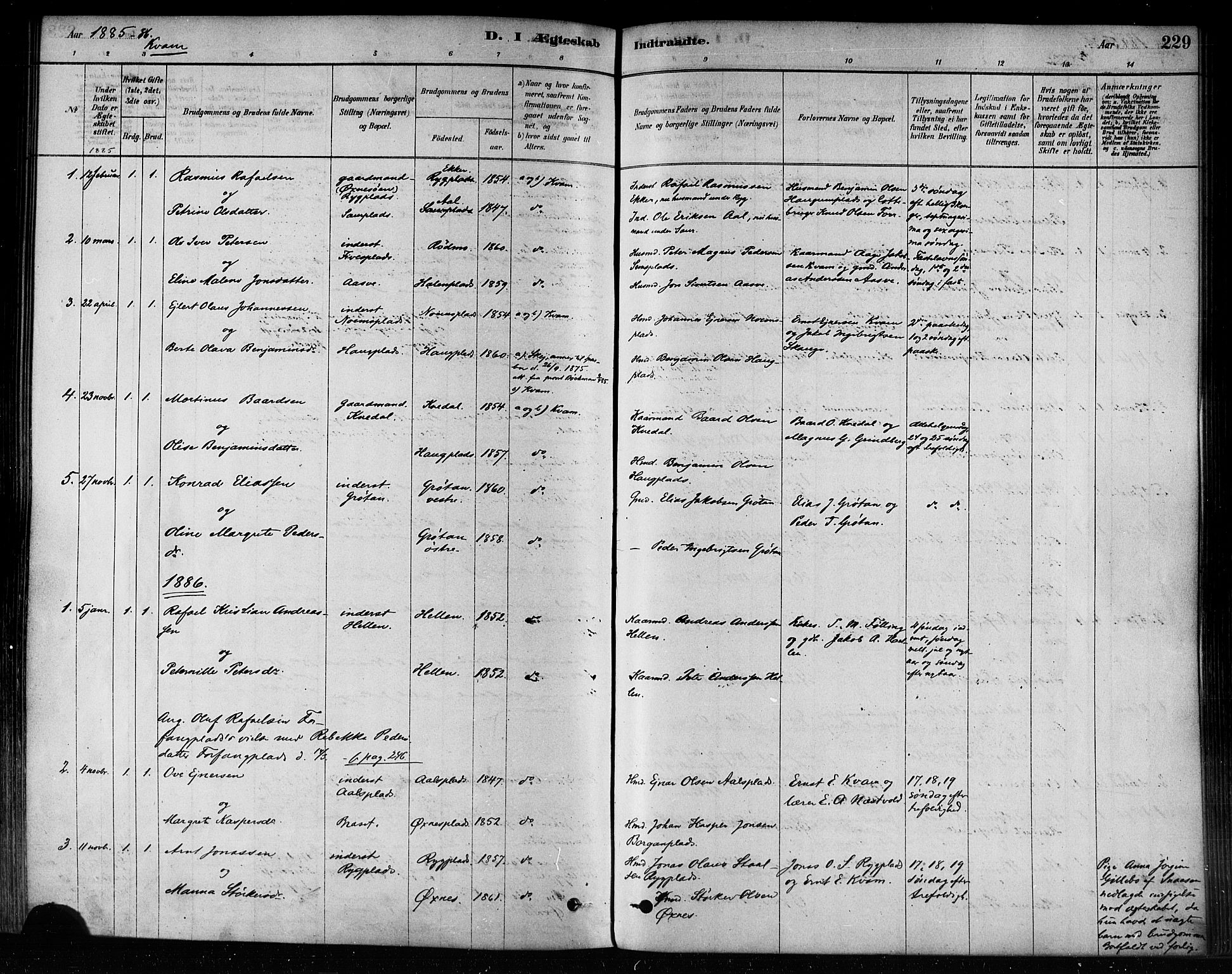 Ministerialprotokoller, klokkerbøker og fødselsregistre - Nord-Trøndelag, AV/SAT-A-1458/746/L0449: Parish register (official) no. 746A07 /2, 1878-1899, p. 229