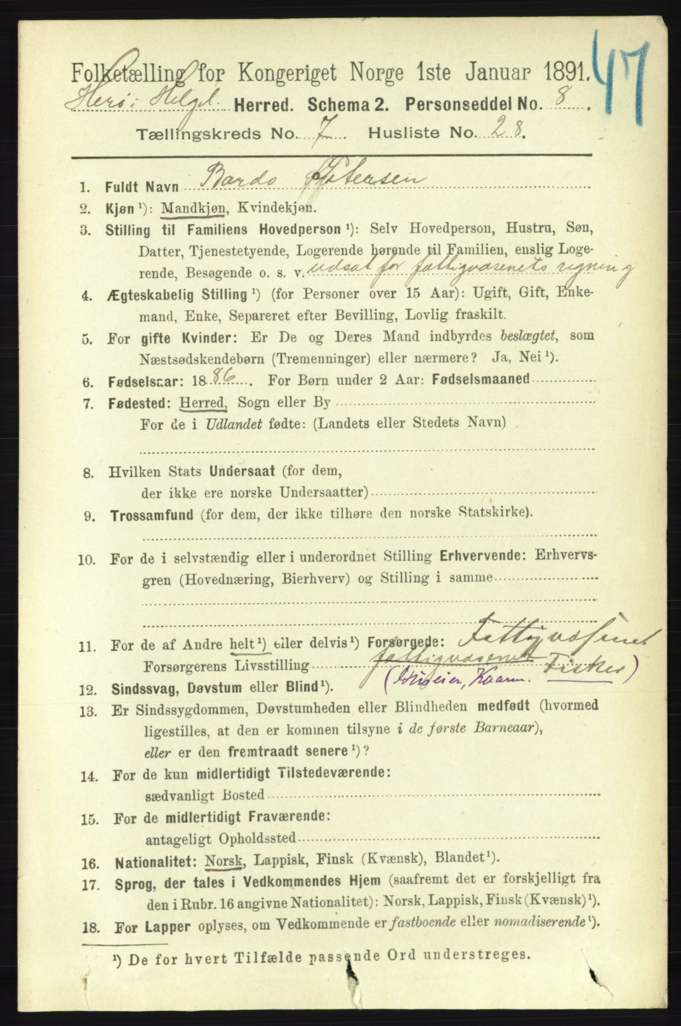 RA, 1891 census for 1818 Herøy, 1891, p. 2451