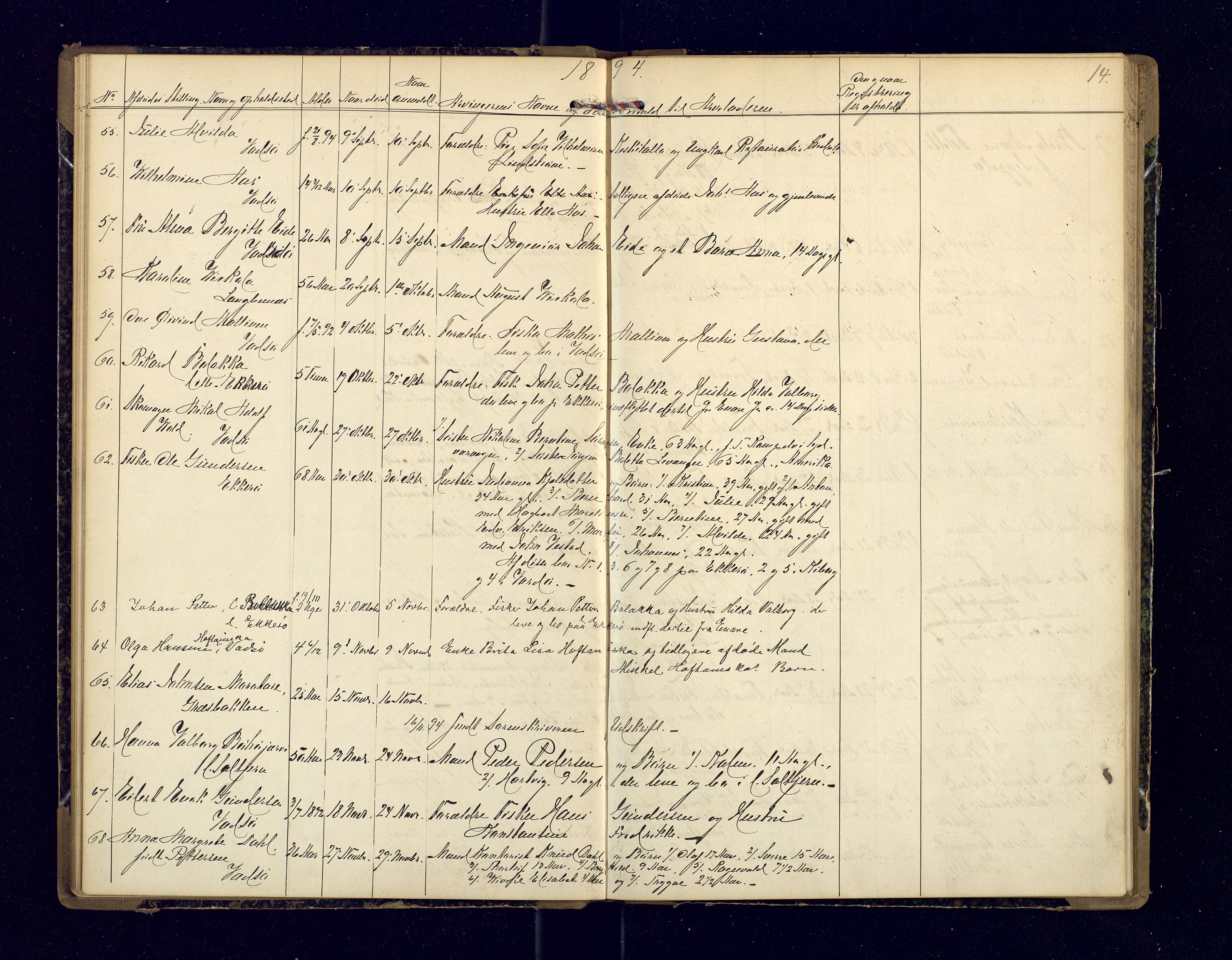 Nord-Varanger (Vadsø) lensmannskontor, AV/SATØ-S-1166/1/Fi/Fia/L0157: Dødsfallsprotokoller, 1892-1908