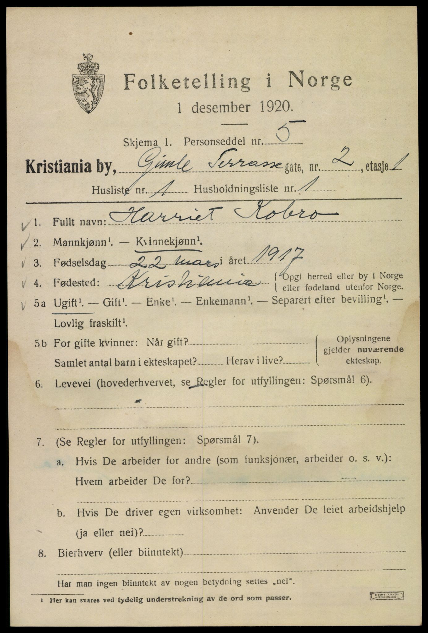 SAO, 1920 census for Kristiania, 1920, p. 247375