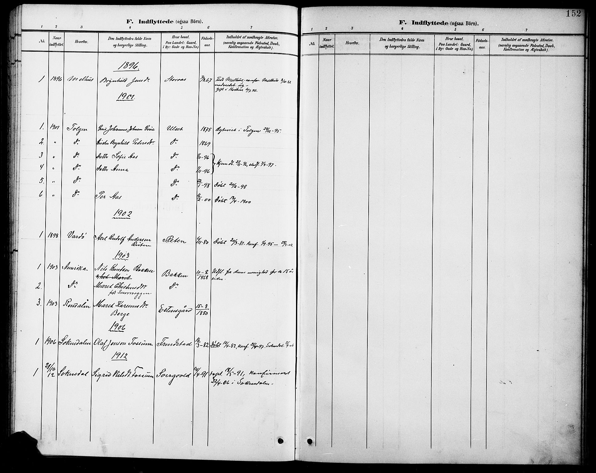 Kvikne prestekontor, SAH/PREST-064/H/Ha/Hab/L0003: Parish register (copy) no. 3, 1896-1918, p. 152