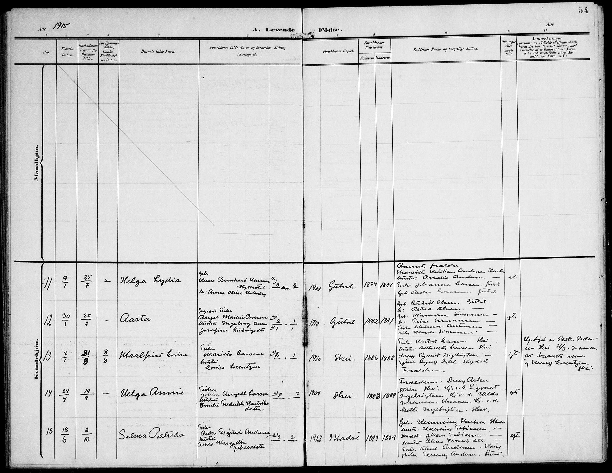 Ministerialprotokoller, klokkerbøker og fødselsregistre - Nord-Trøndelag, SAT/A-1458/788/L0698: Parish register (official) no. 788A05, 1902-1921, p. 54