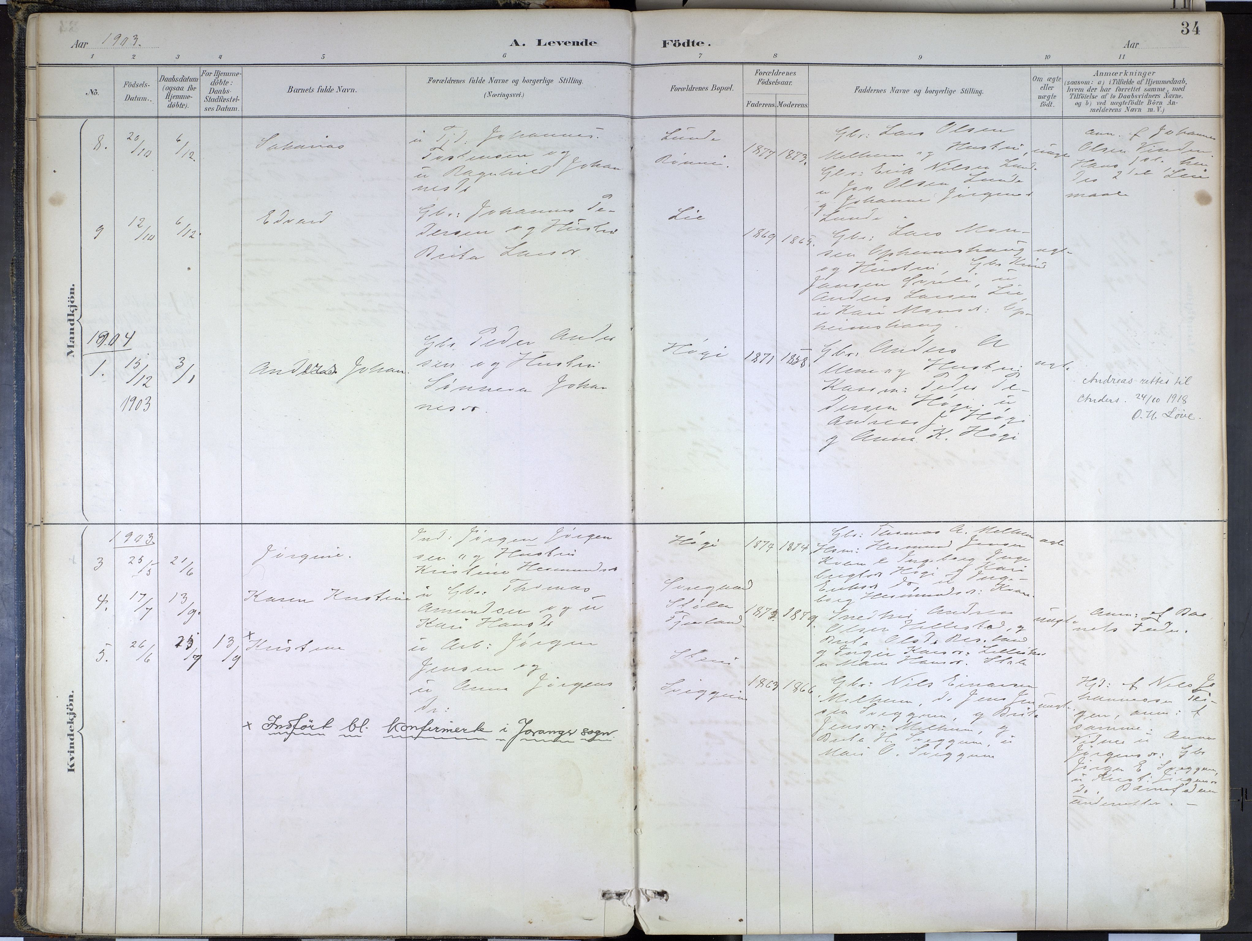 Hafslo sokneprestembete, SAB/A-80301/H/Haa/Haad/L0001: Parish register (official) no. D 1, 1886-1934, p. 34