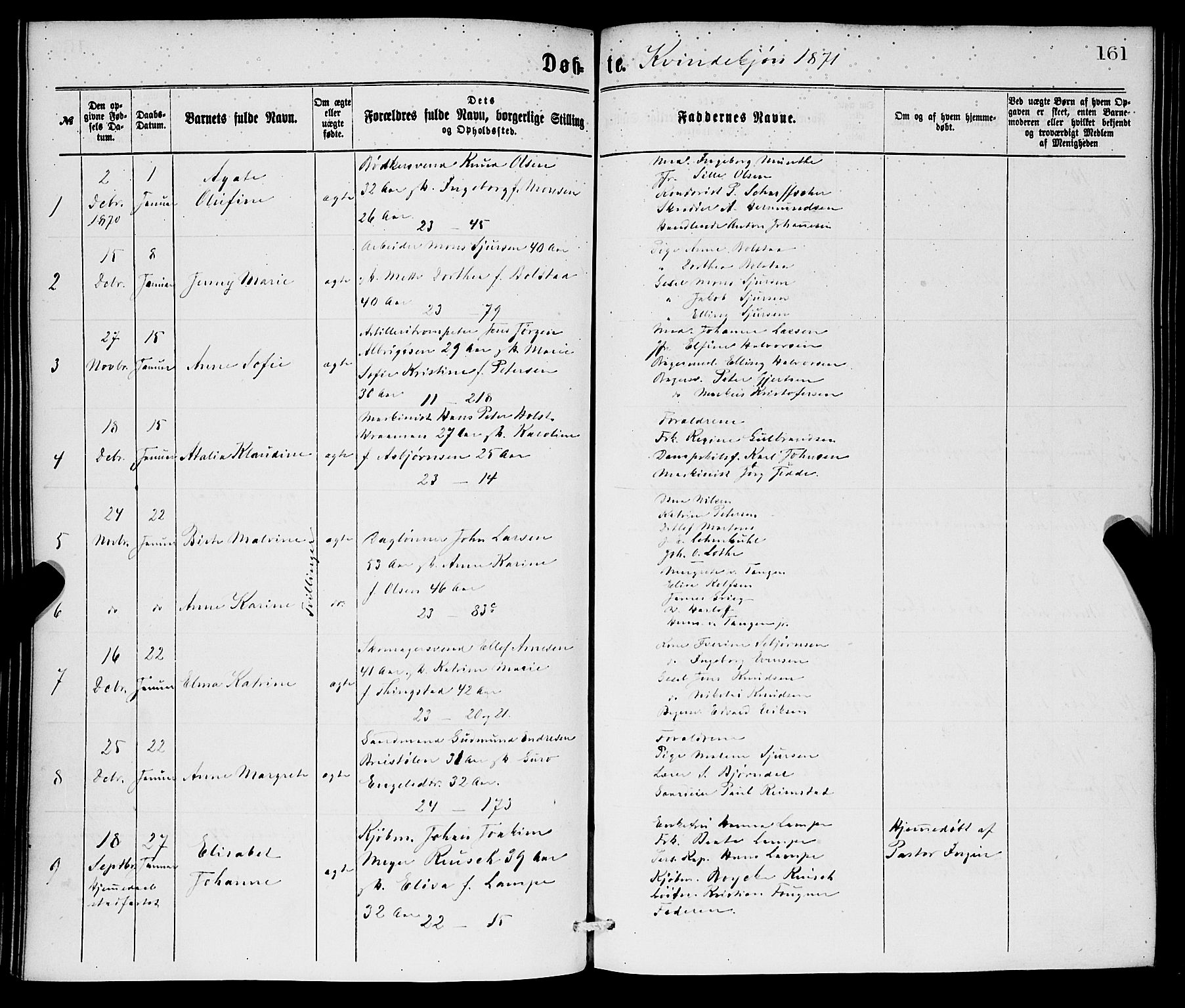 Korskirken sokneprestembete, SAB/A-76101/H/Hab: Parish register (copy) no. B 6, 1869-1874, p. 161
