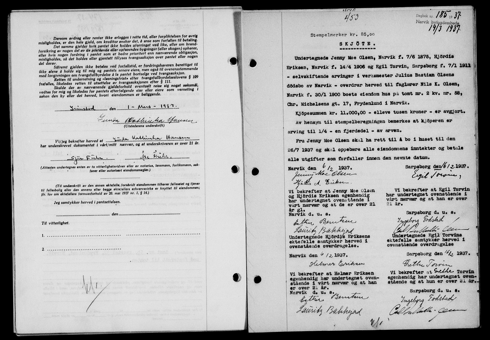 Narvik sorenskriveri, SAT/A-0002/1/2/2C/2Ca/L0011: Mortgage book no. 14, 1935-1937, Deed date: 19.03.1937