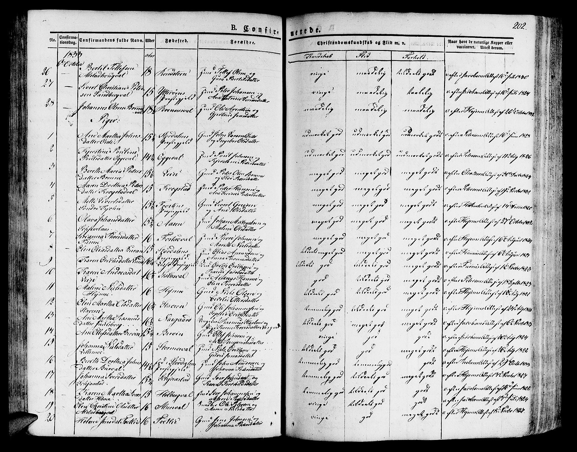 Ministerialprotokoller, klokkerbøker og fødselsregistre - Nord-Trøndelag, SAT/A-1458/717/L0152: Parish register (official) no. 717A05 /1, 1825-1836, p. 202