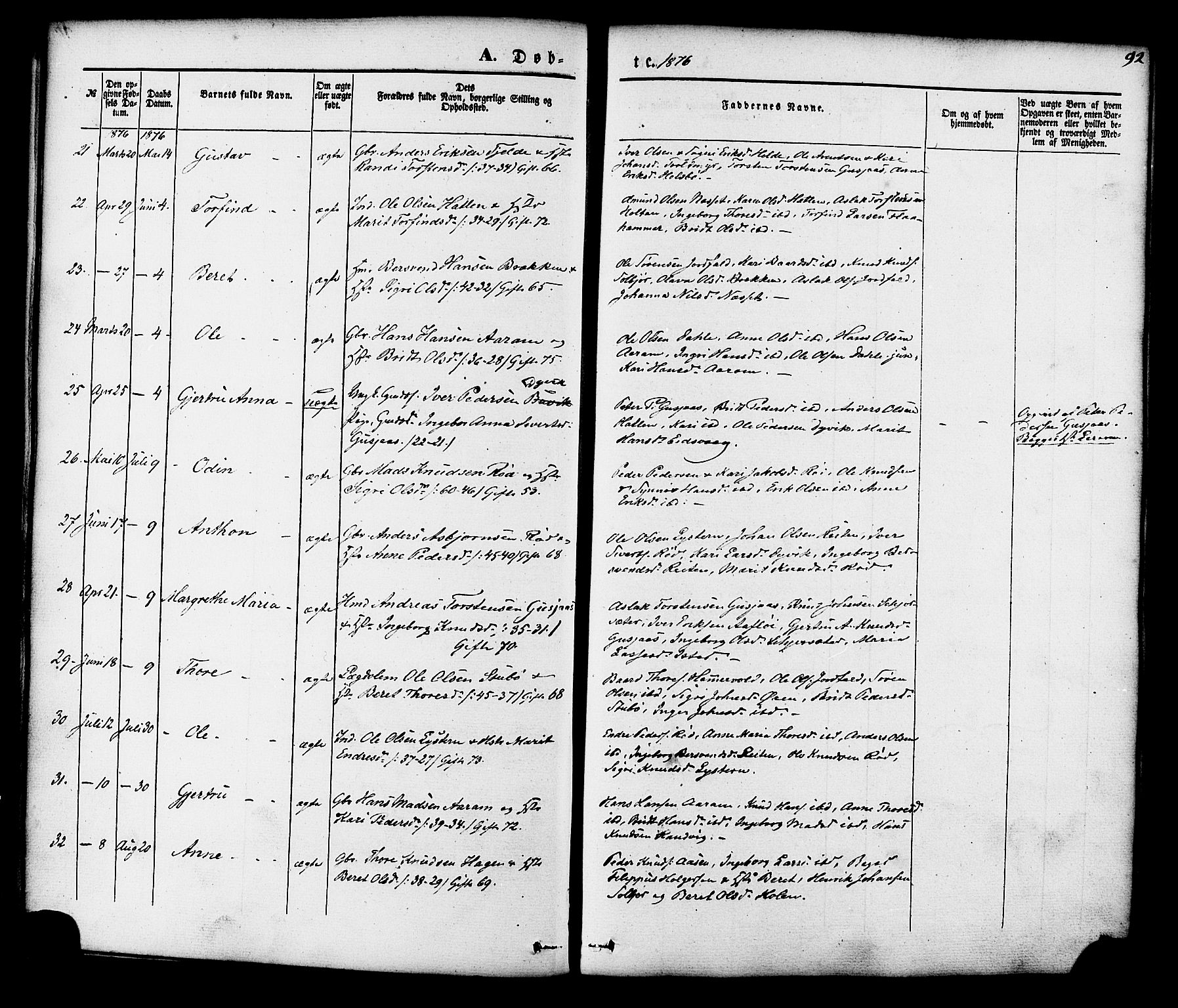 Ministerialprotokoller, klokkerbøker og fødselsregistre - Møre og Romsdal, AV/SAT-A-1454/551/L0625: Parish register (official) no. 551A05, 1846-1879, p. 92