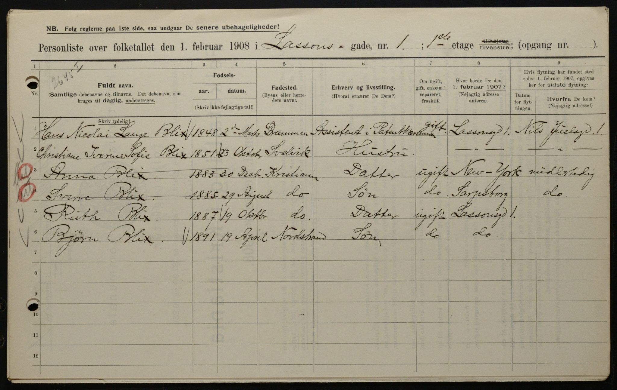 OBA, Municipal Census 1908 for Kristiania, 1908, p. 51321