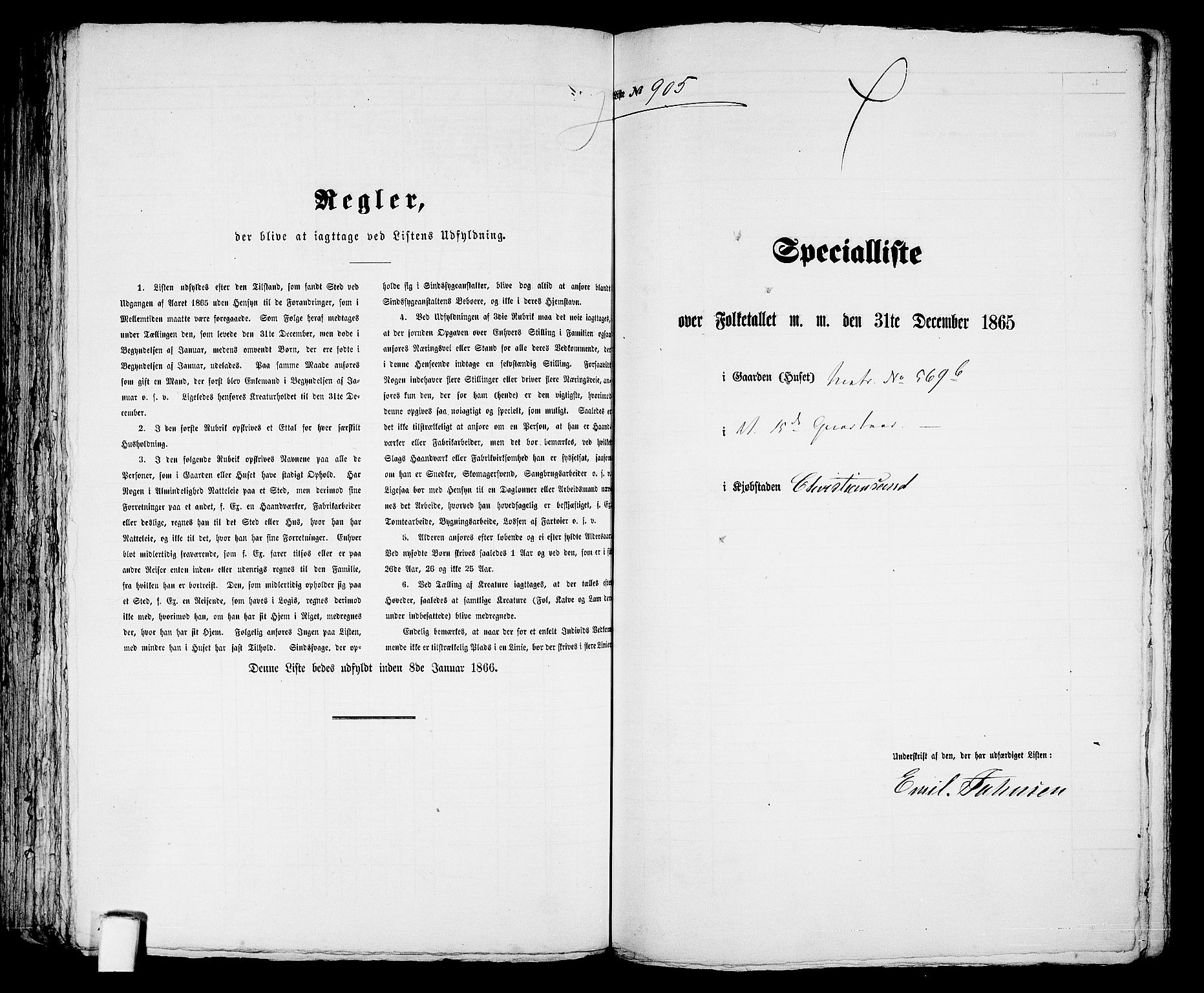 RA, 1865 census for Kristiansand, 1865, p. 1849