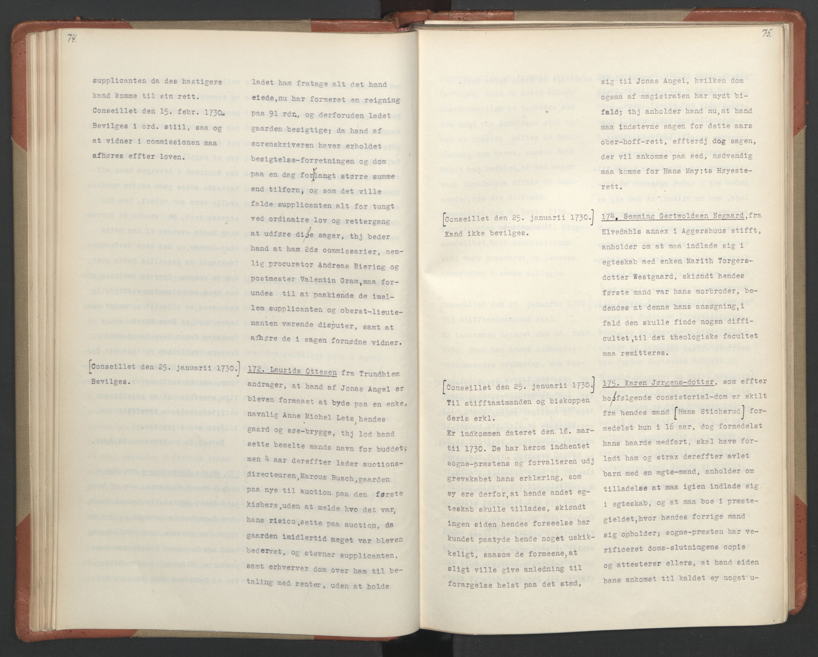 Avskriftsamlingen, AV/RA-EA-4022/F/Fa/L0093: Supplikker, 1730, p. 42