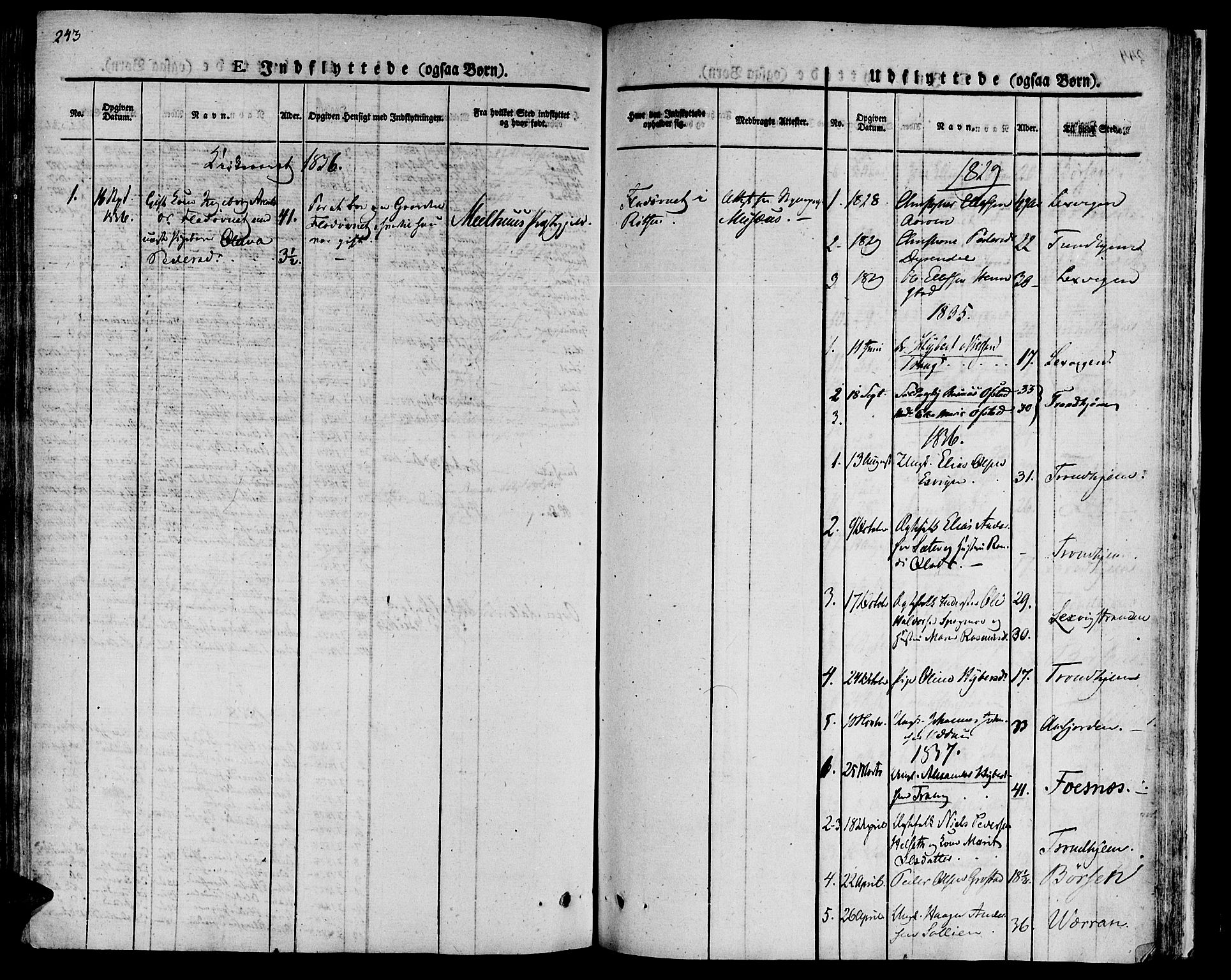 Ministerialprotokoller, klokkerbøker og fødselsregistre - Sør-Trøndelag, SAT/A-1456/646/L0609: Parish register (official) no. 646A07, 1826-1838, p. 243