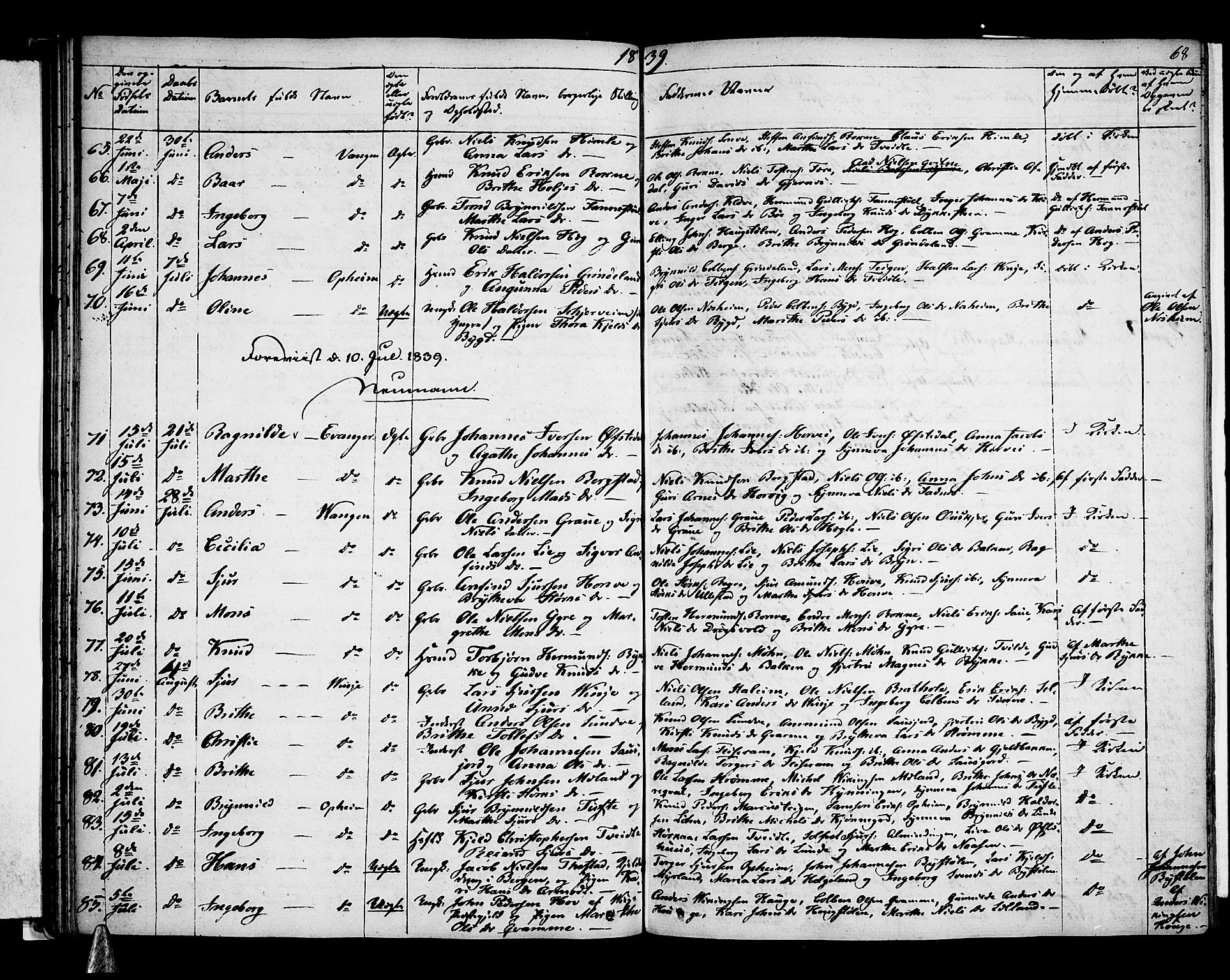 Voss sokneprestembete, AV/SAB-A-79001: Curate's parish register no. A 1, 1821-1841, p. 68