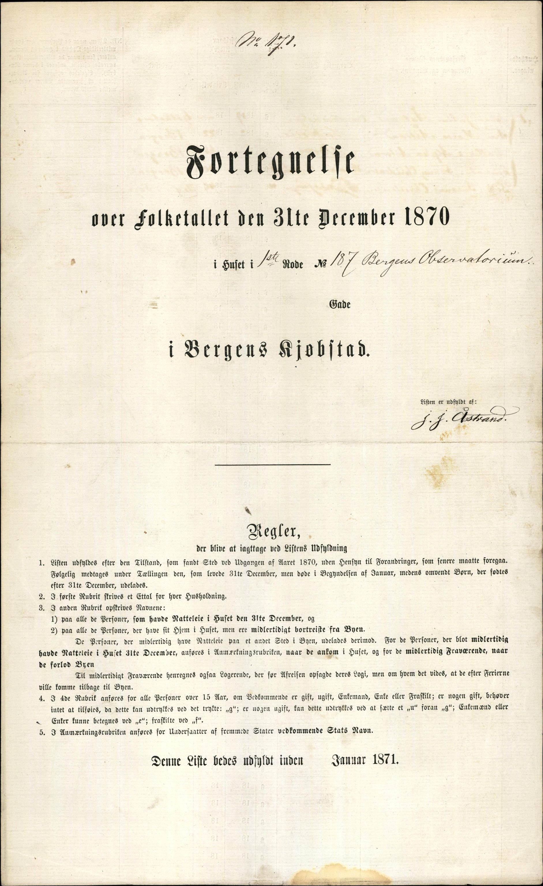 RA, 1870 census for 1301 Bergen, 1870