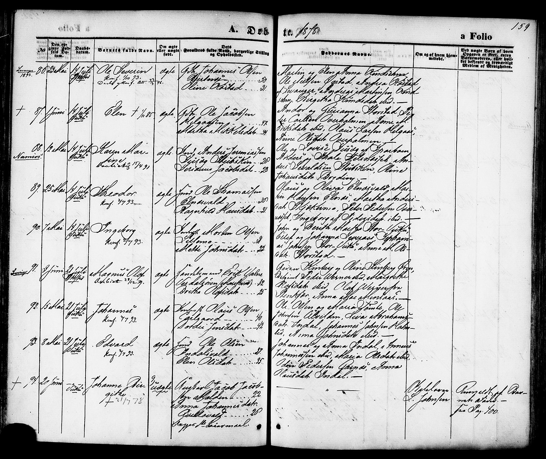 Ministerialprotokoller, klokkerbøker og fødselsregistre - Nord-Trøndelag, AV/SAT-A-1458/723/L0242: Parish register (official) no. 723A11, 1870-1880, p. 159