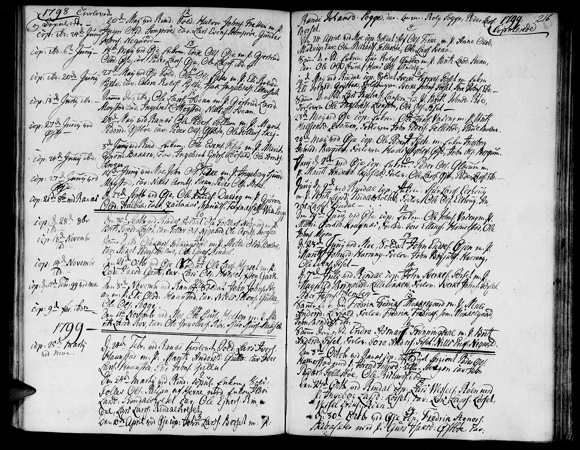 Ministerialprotokoller, klokkerbøker og fødselsregistre - Møre og Romsdal, SAT/A-1454/595/L1040: Parish register (official) no. 595A02, 1797-1819, p. 216