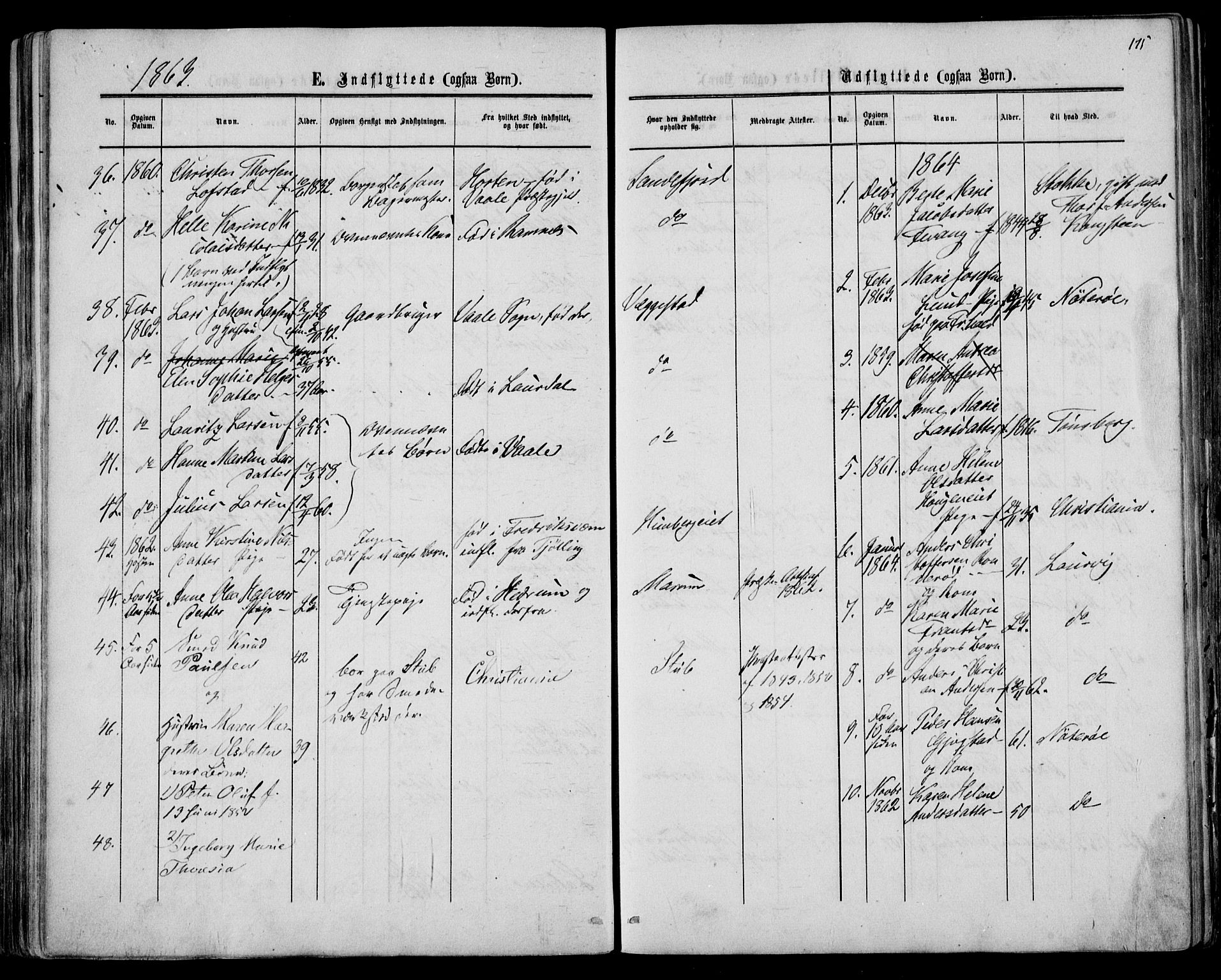 Sandar kirkebøker, SAKO/A-243/F/Fa/L0009: Parish register (official) no. 9, 1862-1871, p. 175