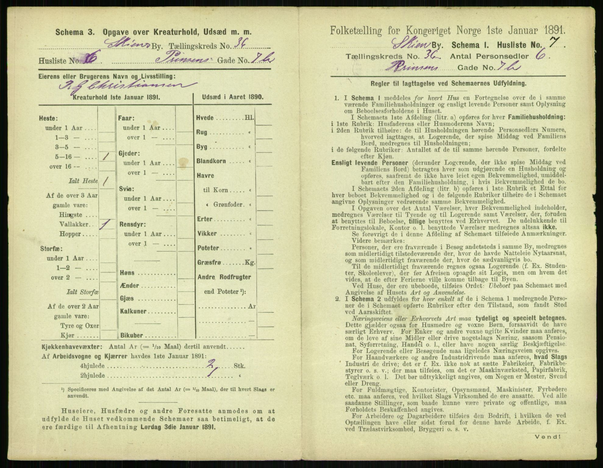 RA, 1891 census for 0806 Skien, 1891, p. 1378