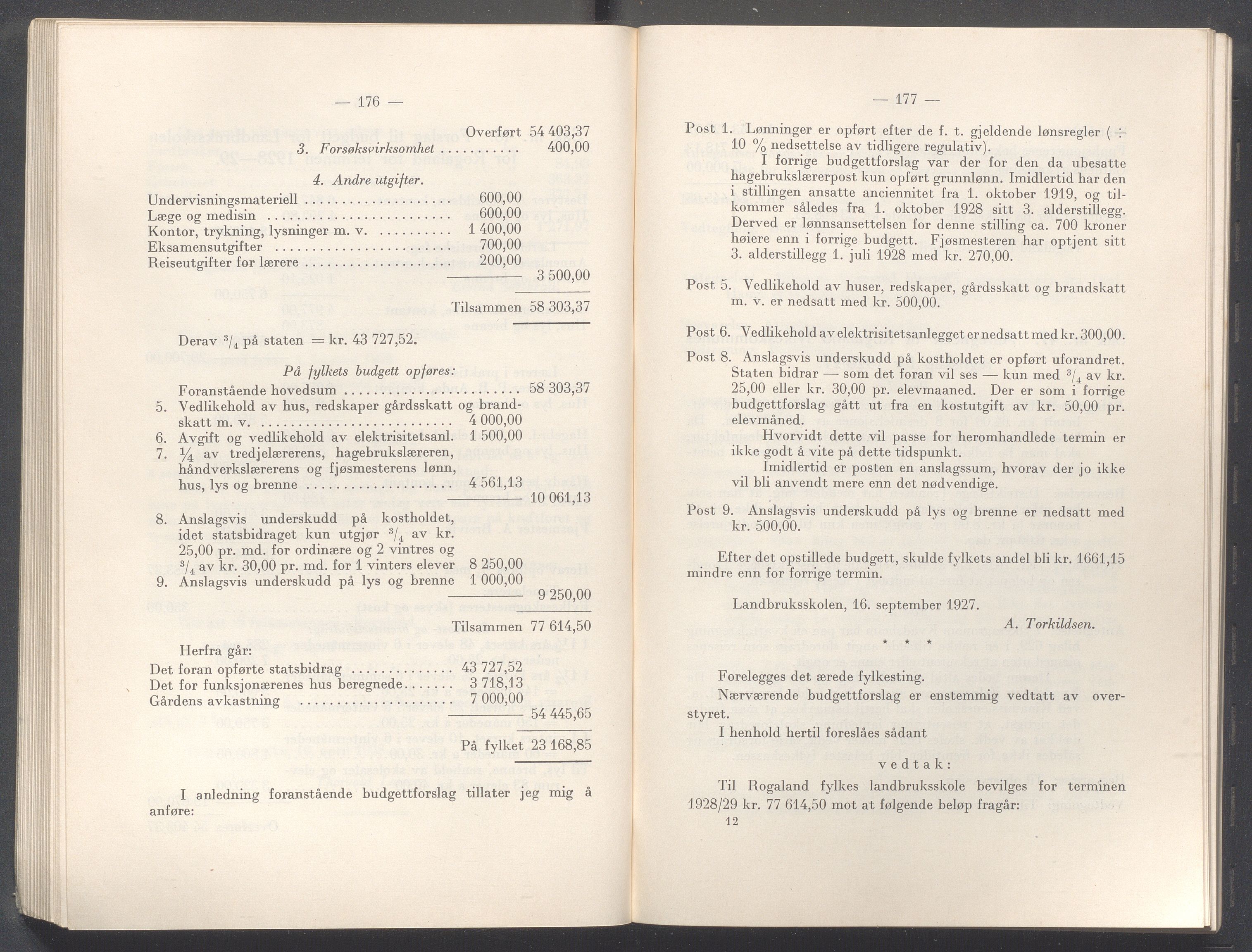 Rogaland fylkeskommune - Fylkesrådmannen , IKAR/A-900/A/Aa/Aaa/L0047: Møtebok , 1928, p. 176-177