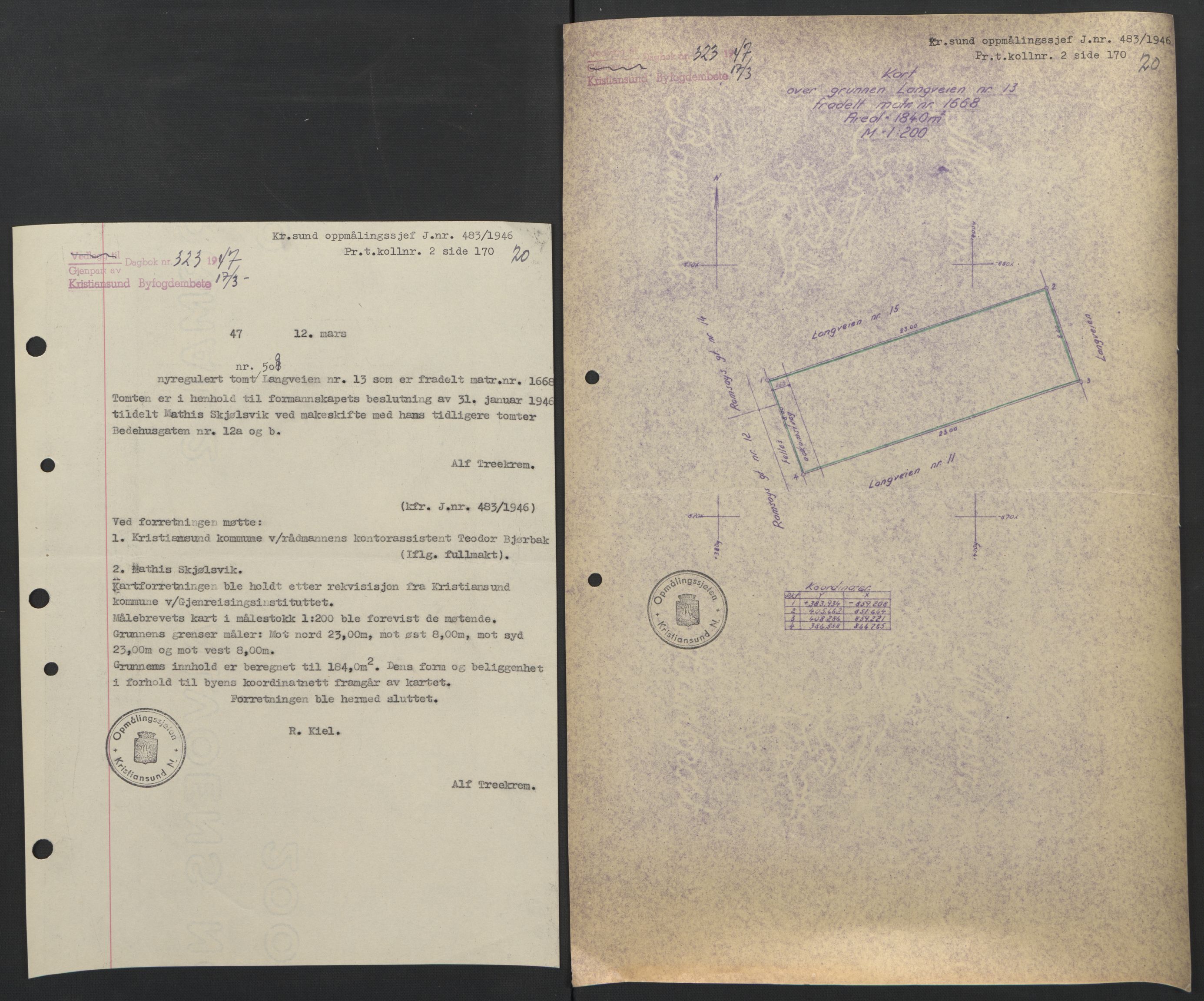 Kristiansund byfogd, AV/SAT-A-4587/A/27: Mortgage book no. 42, 1947-1950, Diary no: : 323/1947