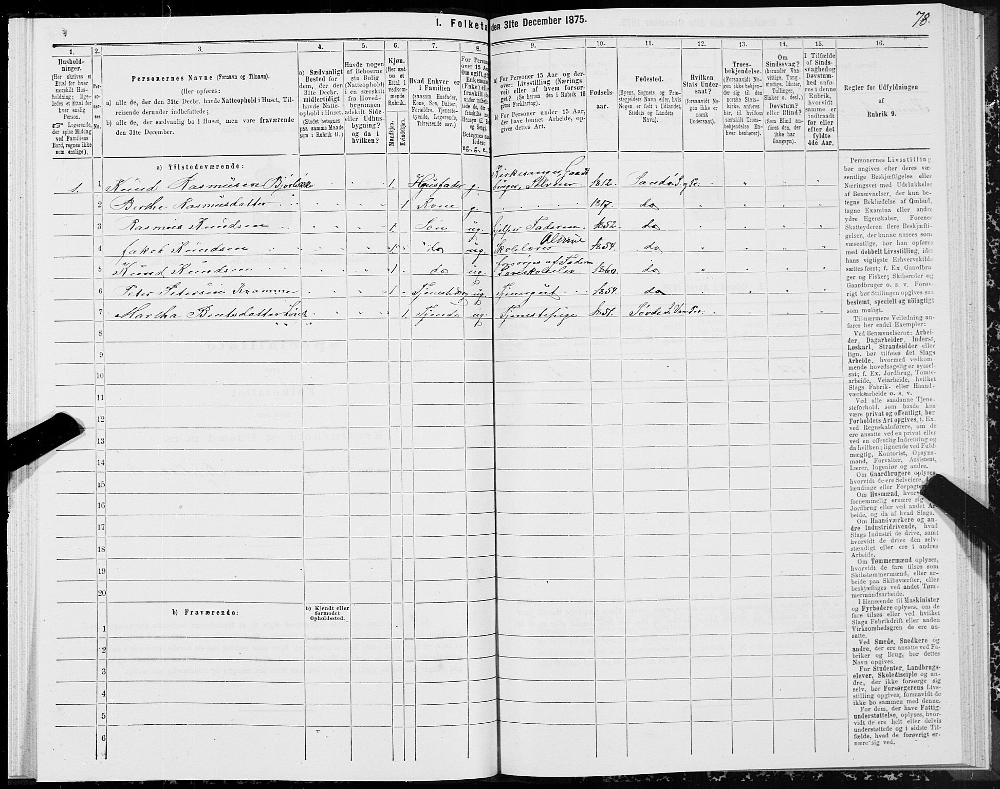 SAT, 1875 census for 1514P Sande, 1875, p. 2078